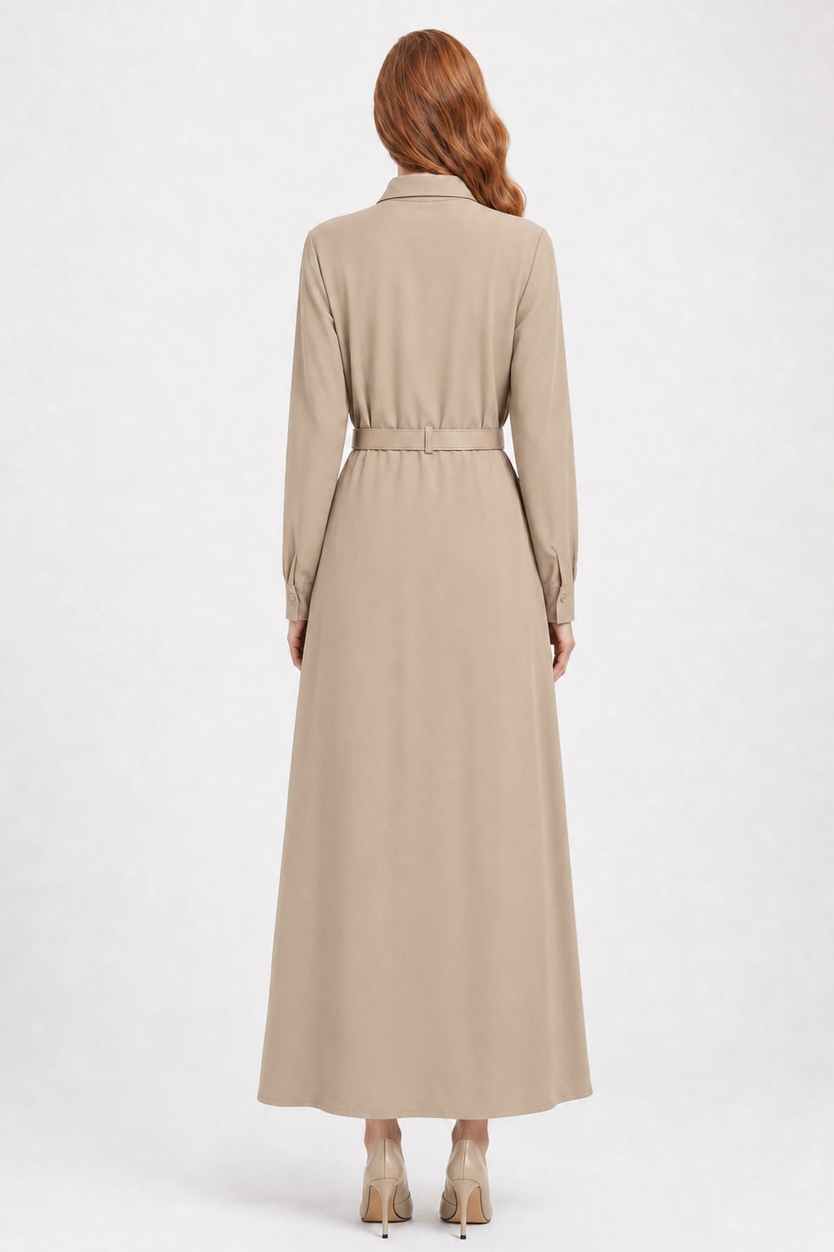 Kadın Krep Elbise Beige