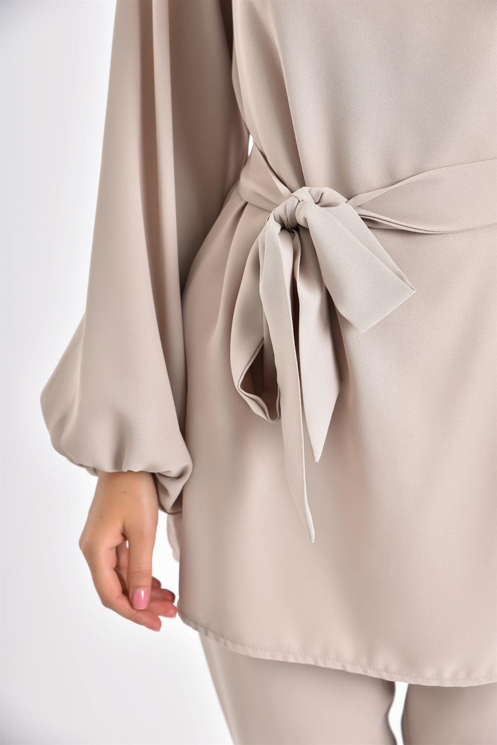 Kadın Krep Pantolon Takım BEIGE