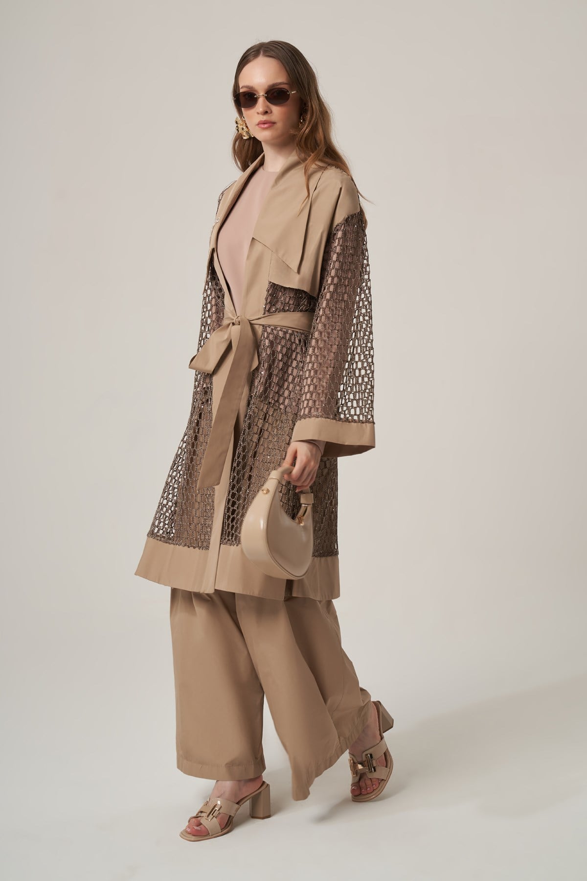 Kadın Nakışlı Takım Beige