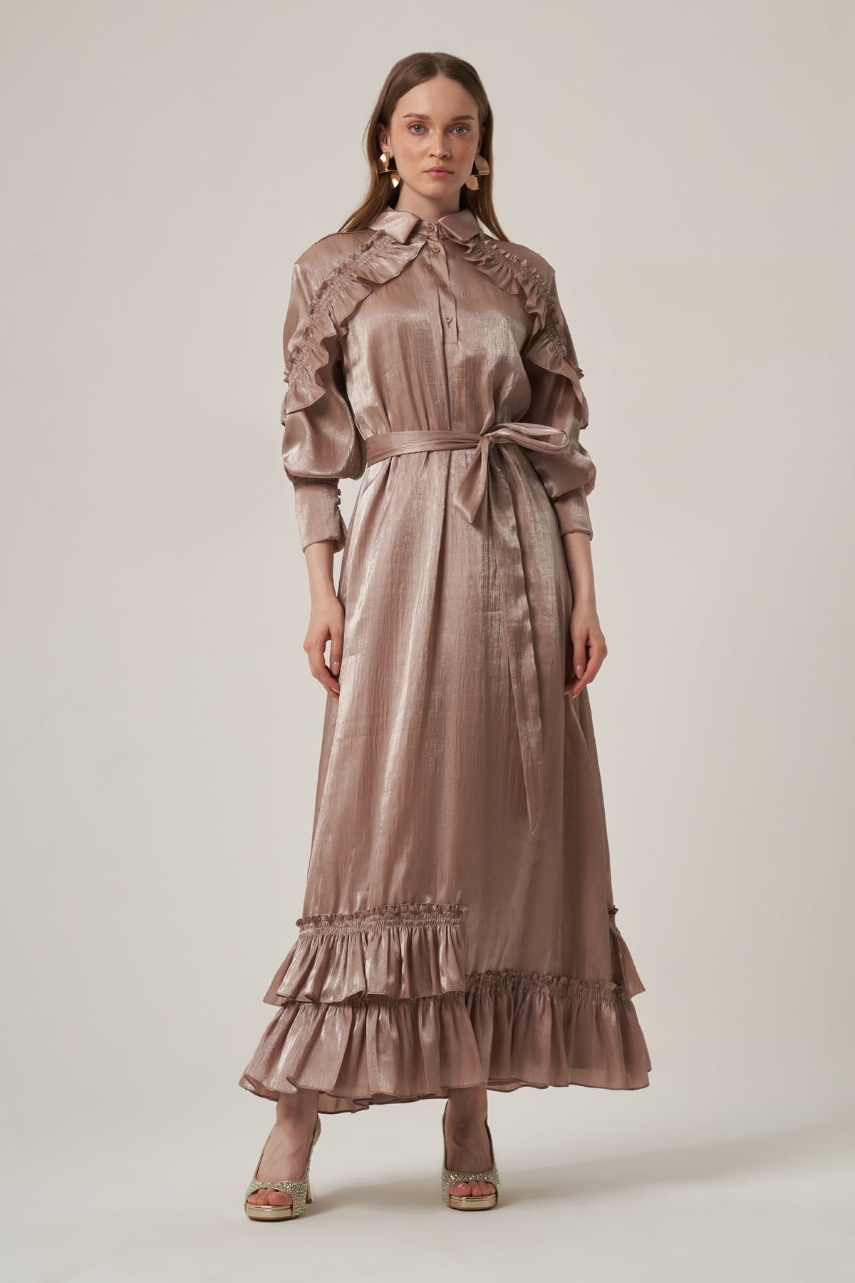 Kadın Organze Elbise Beige