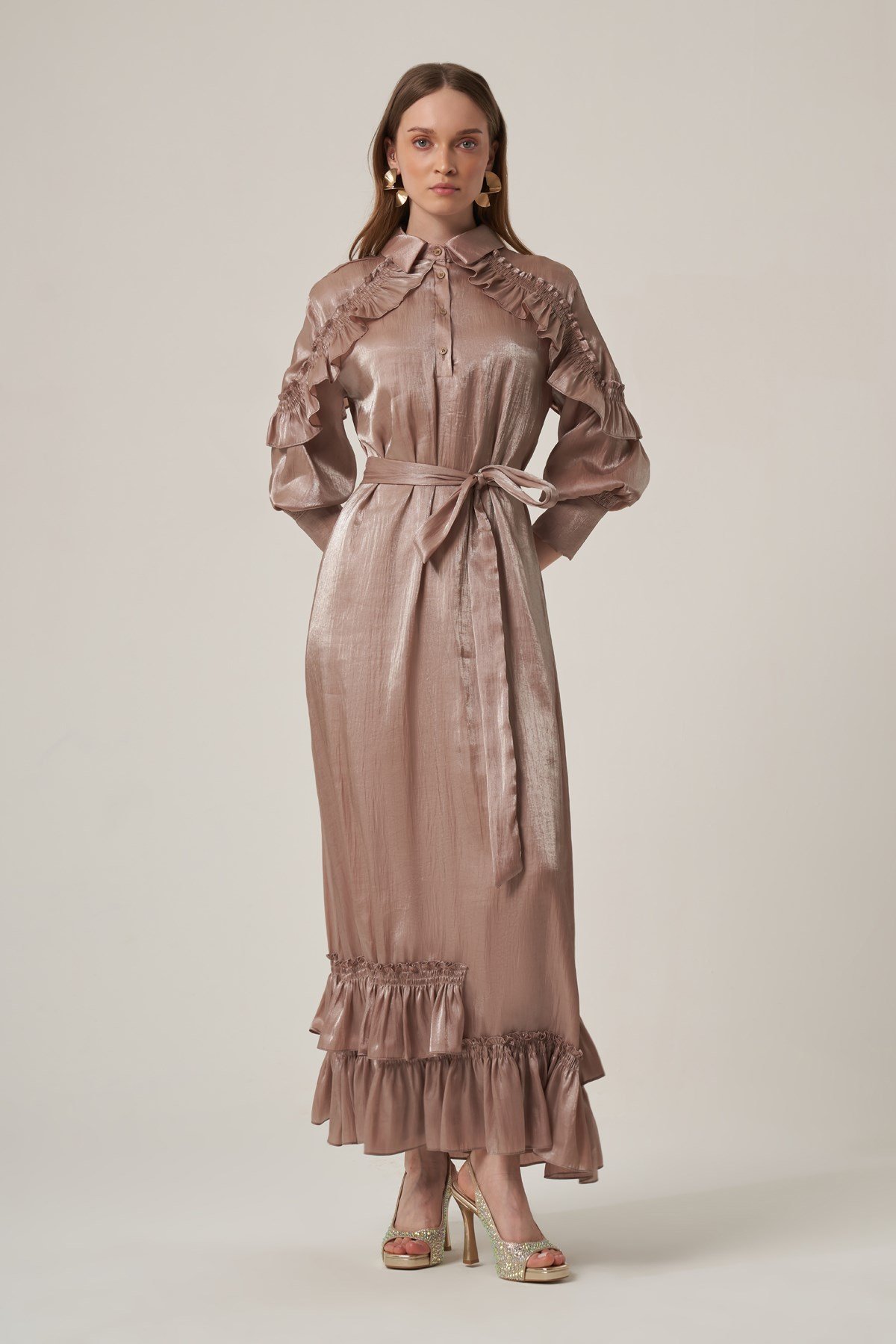 Kadın Organze Elbise Beige