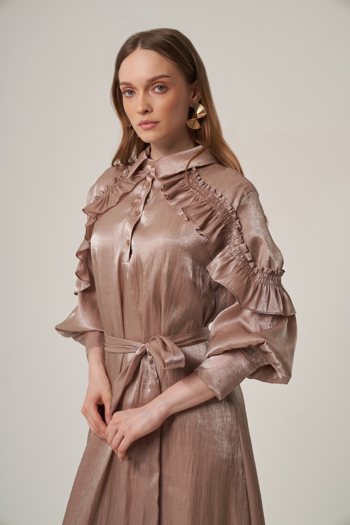 Kadın Organze Elbise Beige