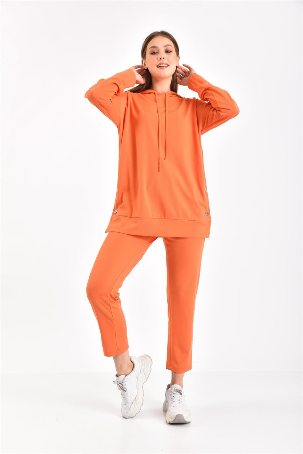 Kadın Örme Krep İkili Takıma ORANGE