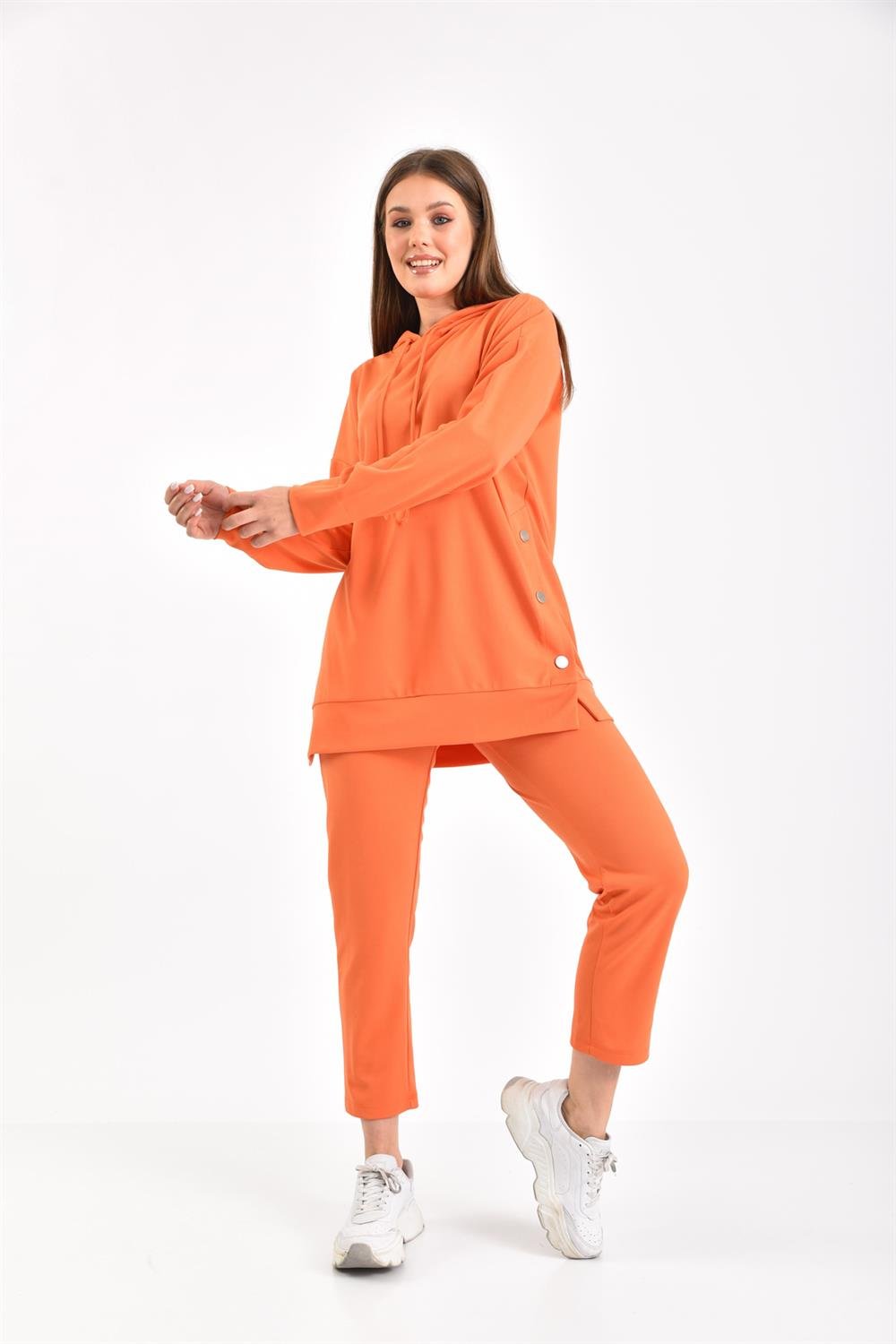 Kadın Örme Krep İkili Takıma ORANGE