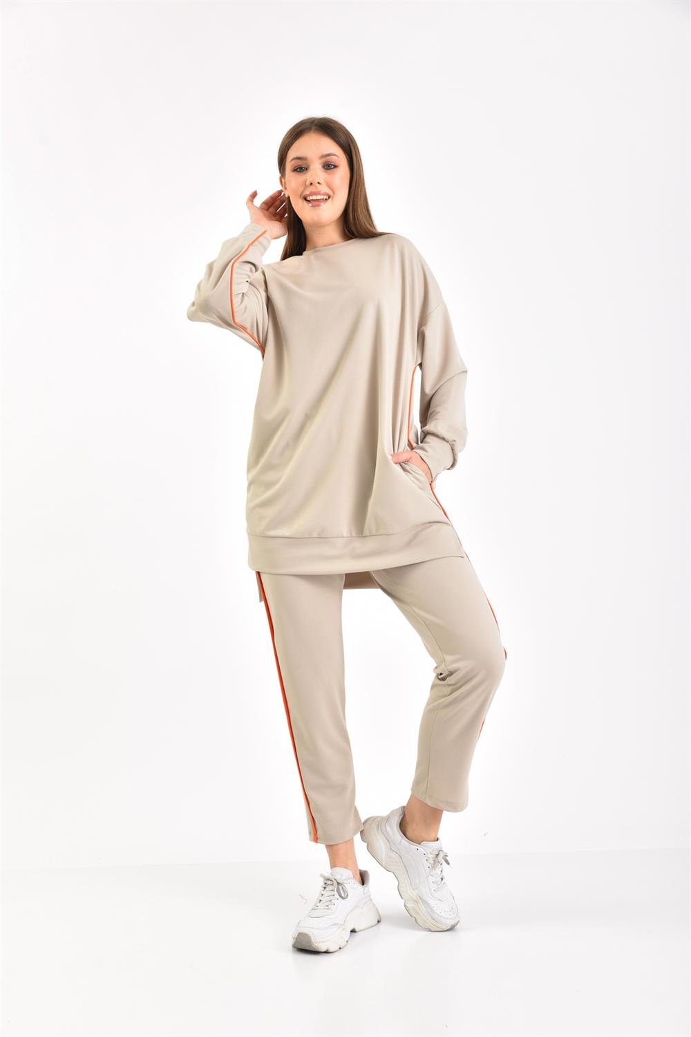 Kadın Örme Krep Takım BEIGE