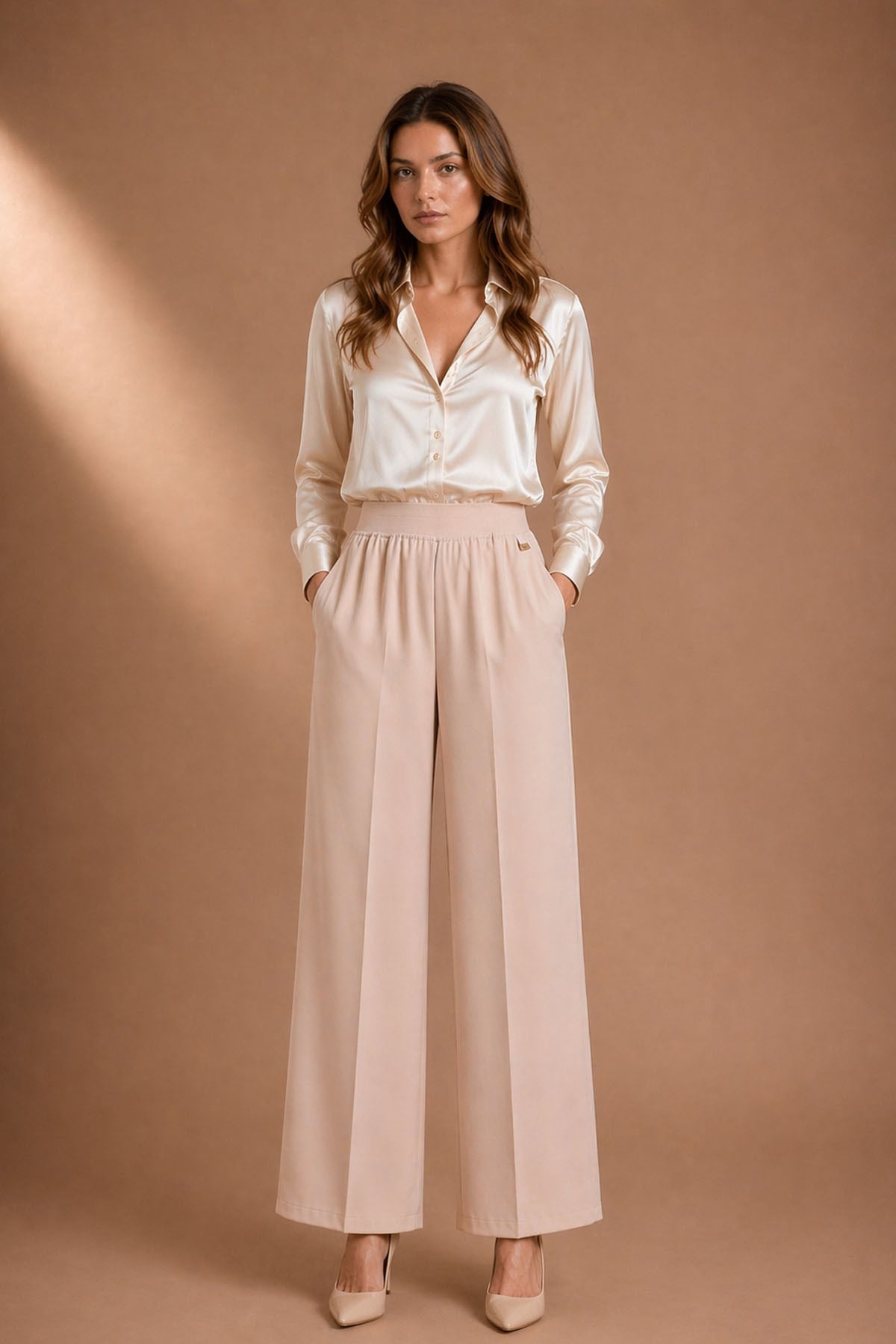 Kadın Palazo Pantolon Beige