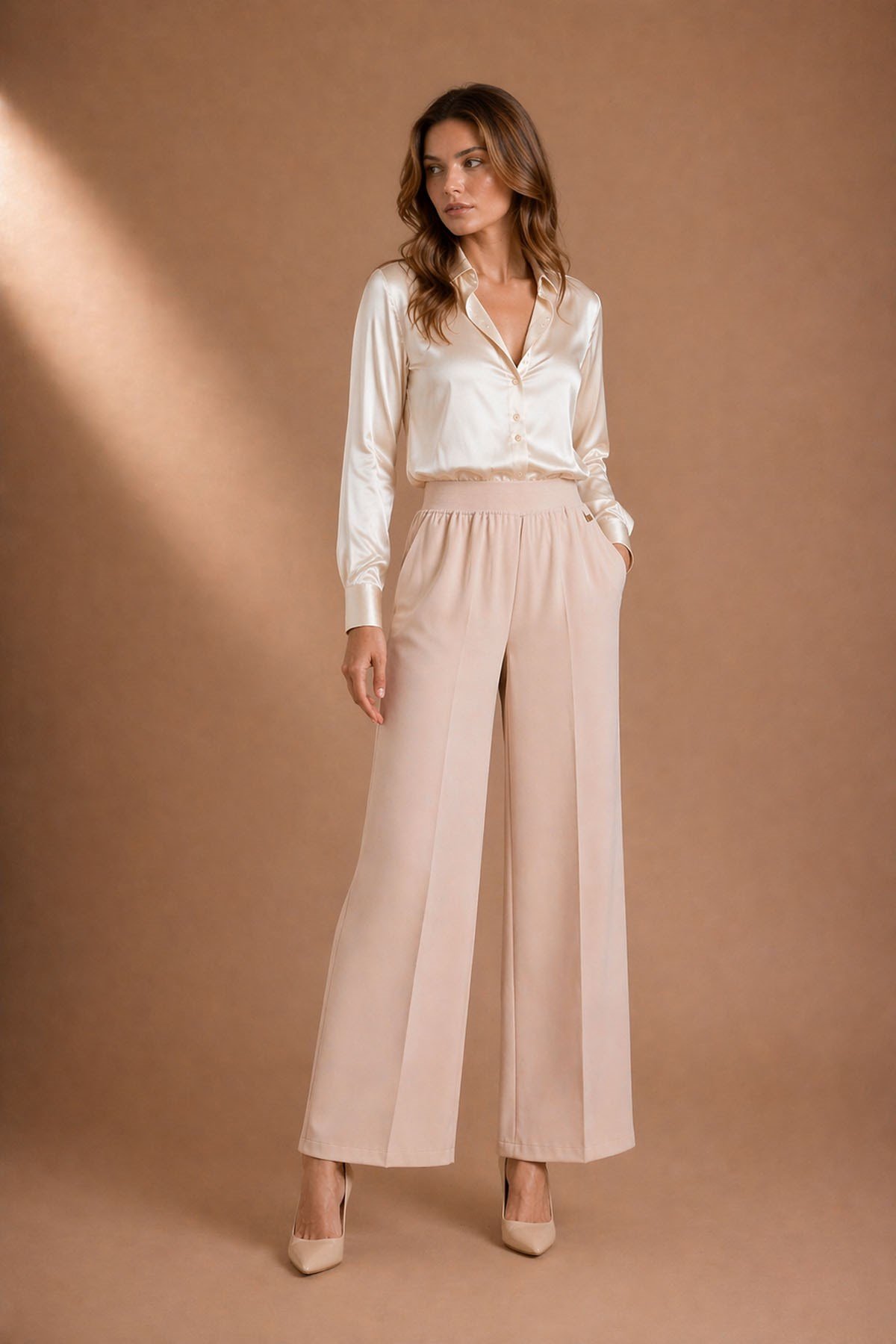 Kadın Palazo Pantolon Beige
