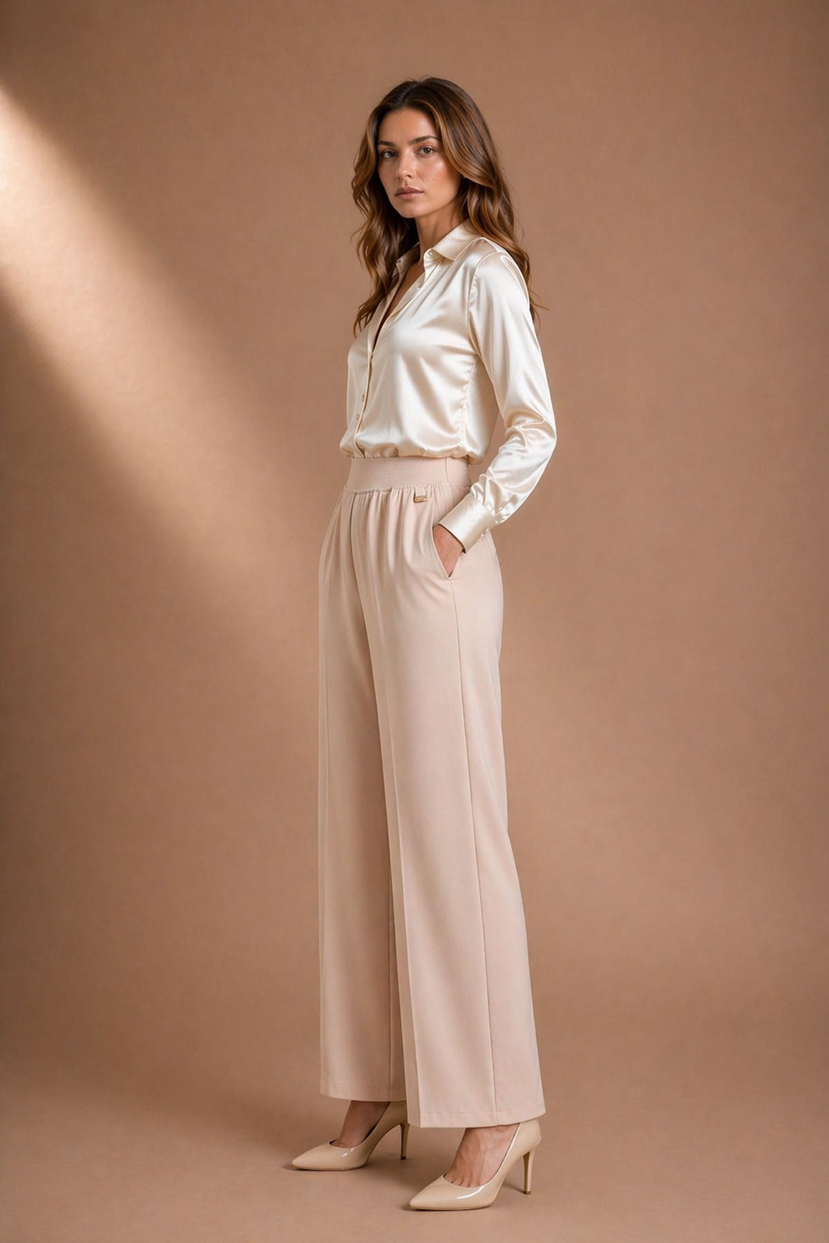 Kadın Palazo Pantolon Beige