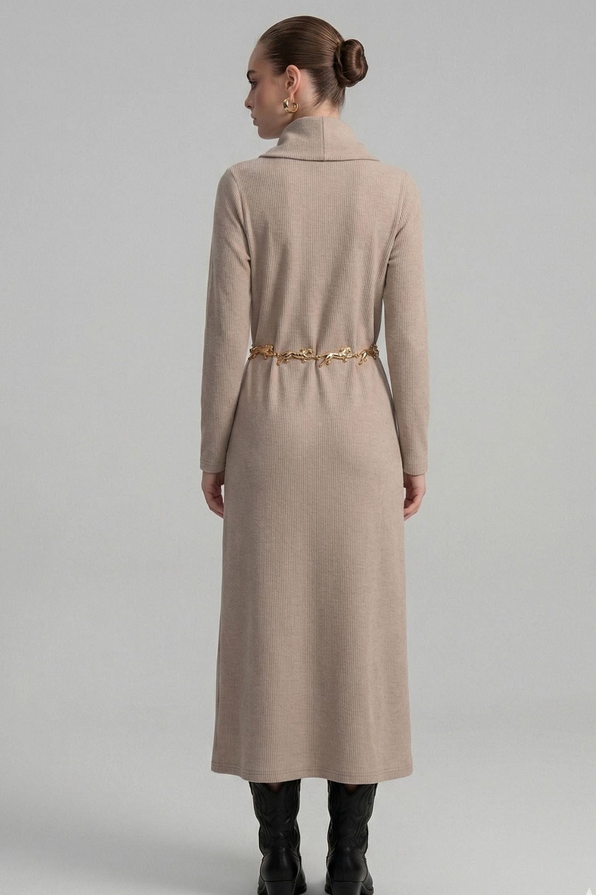 Kadın Ribana Elbise Beige
