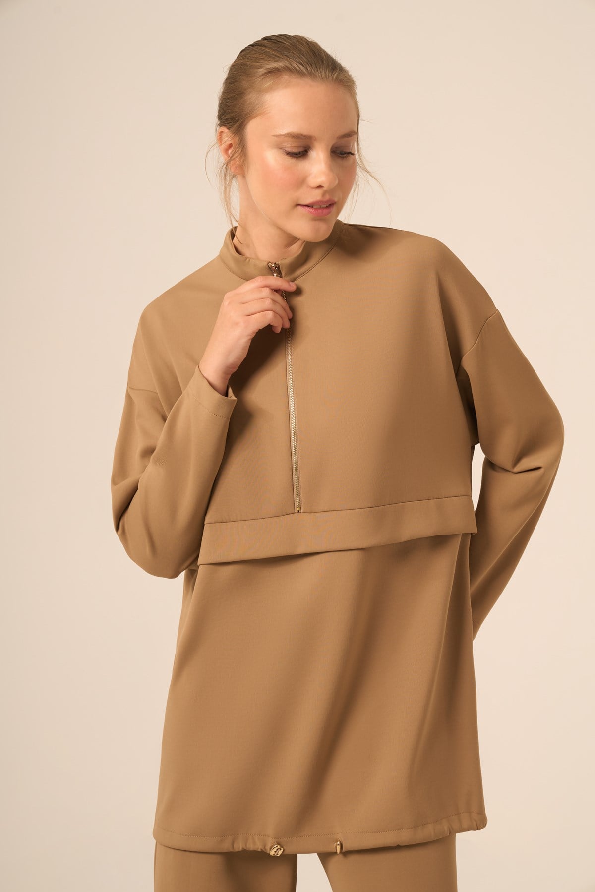 Kadın Royal Pantolonlu Takım Camel
