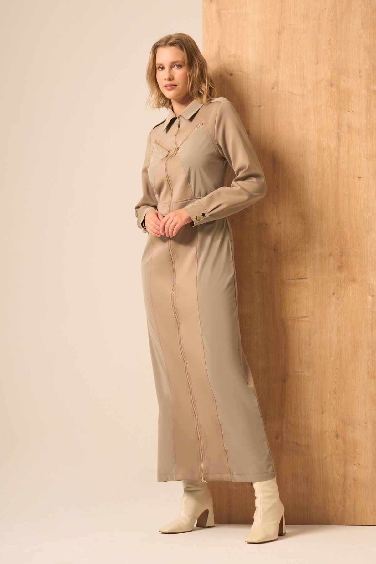 Kadın Safir Elbise Beige