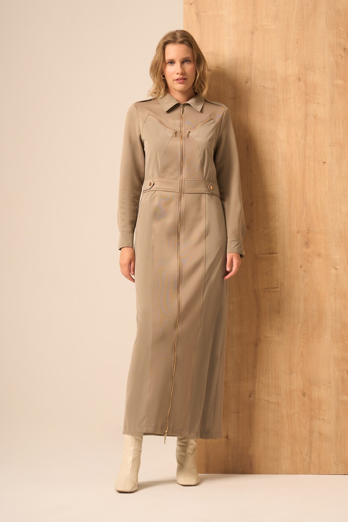 Kadın Safir Elbise Beige