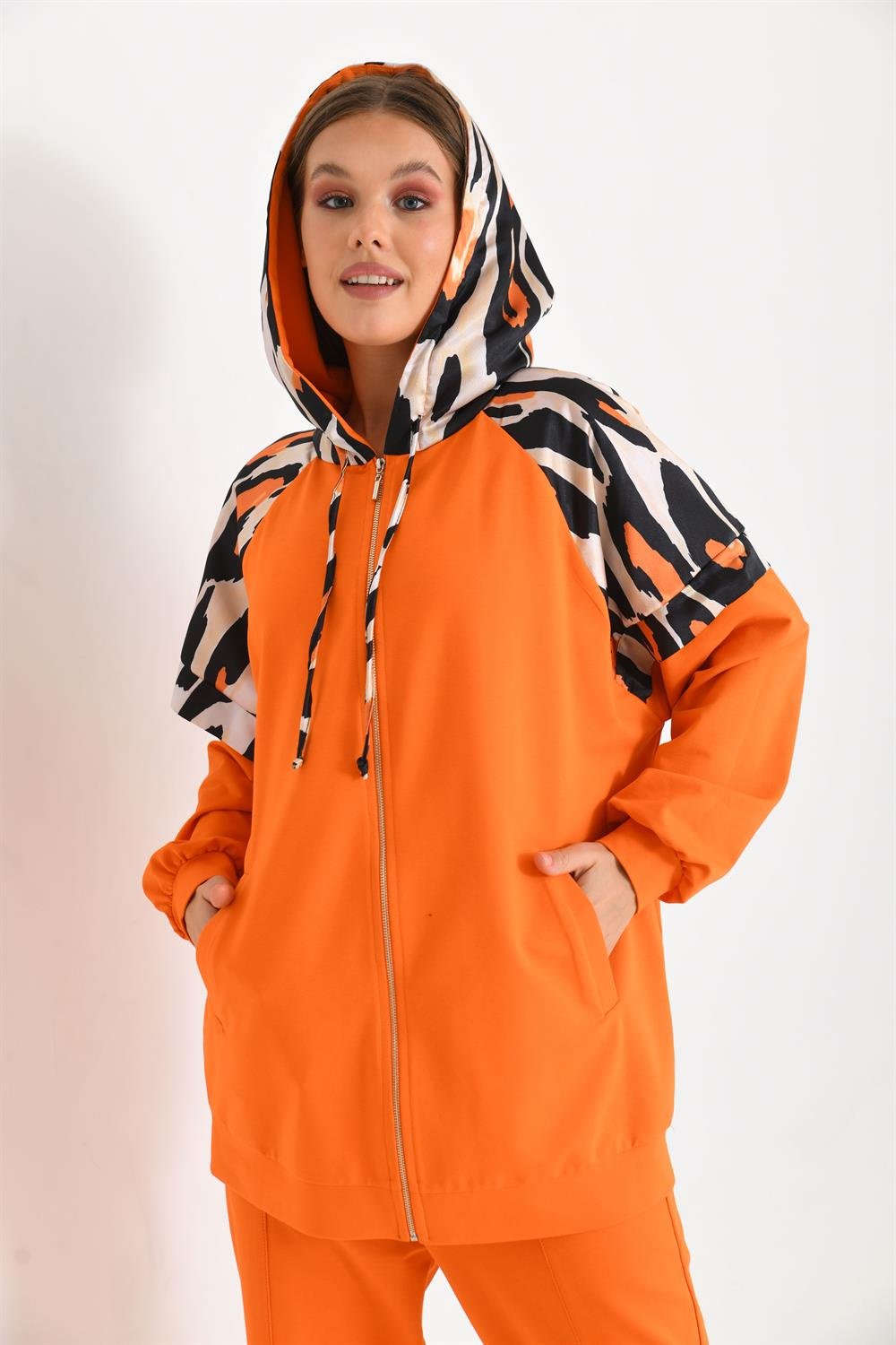 Kadın Saten Detay İki İp Takım ORANGE