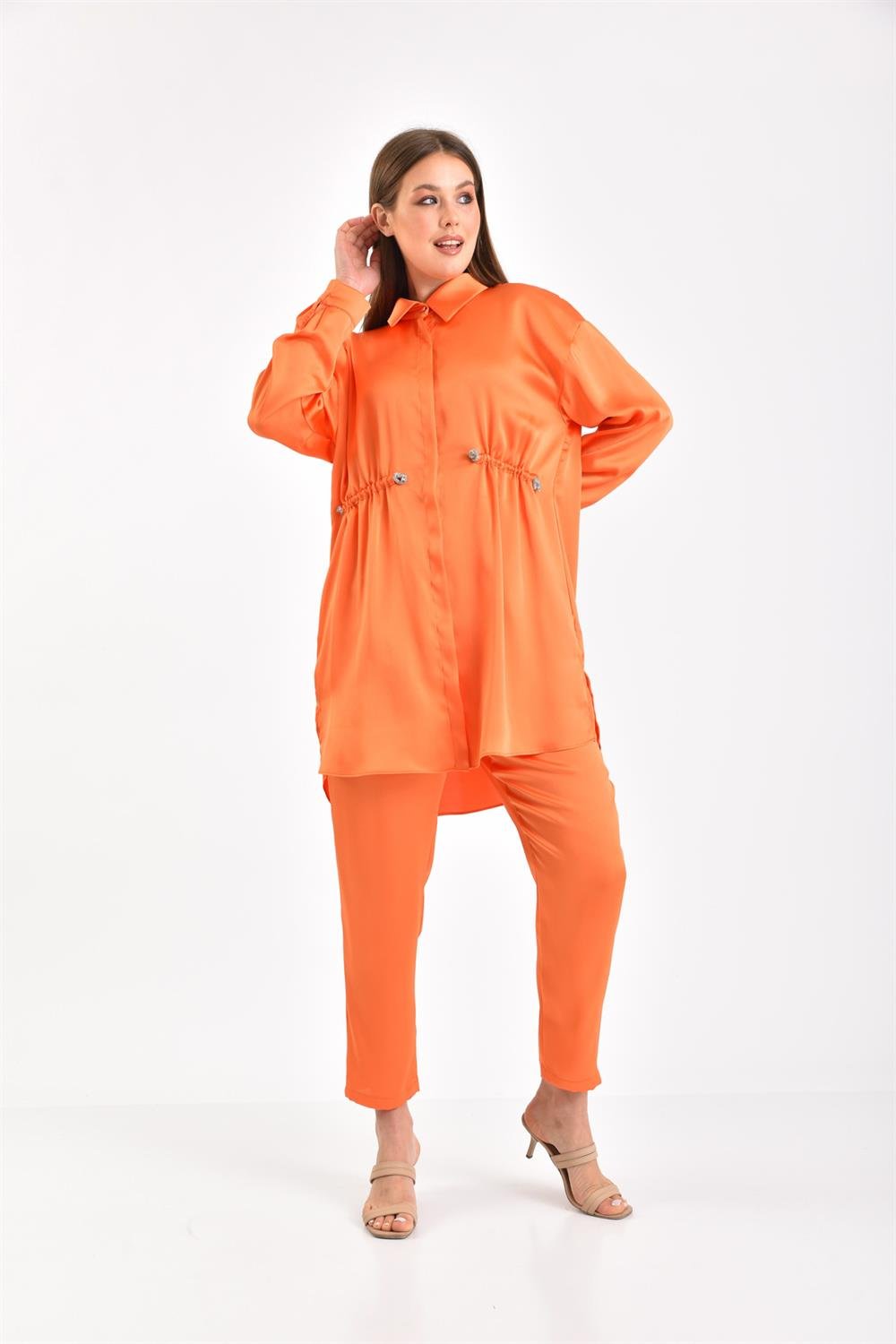 Kadın Saten Takım ORANGE