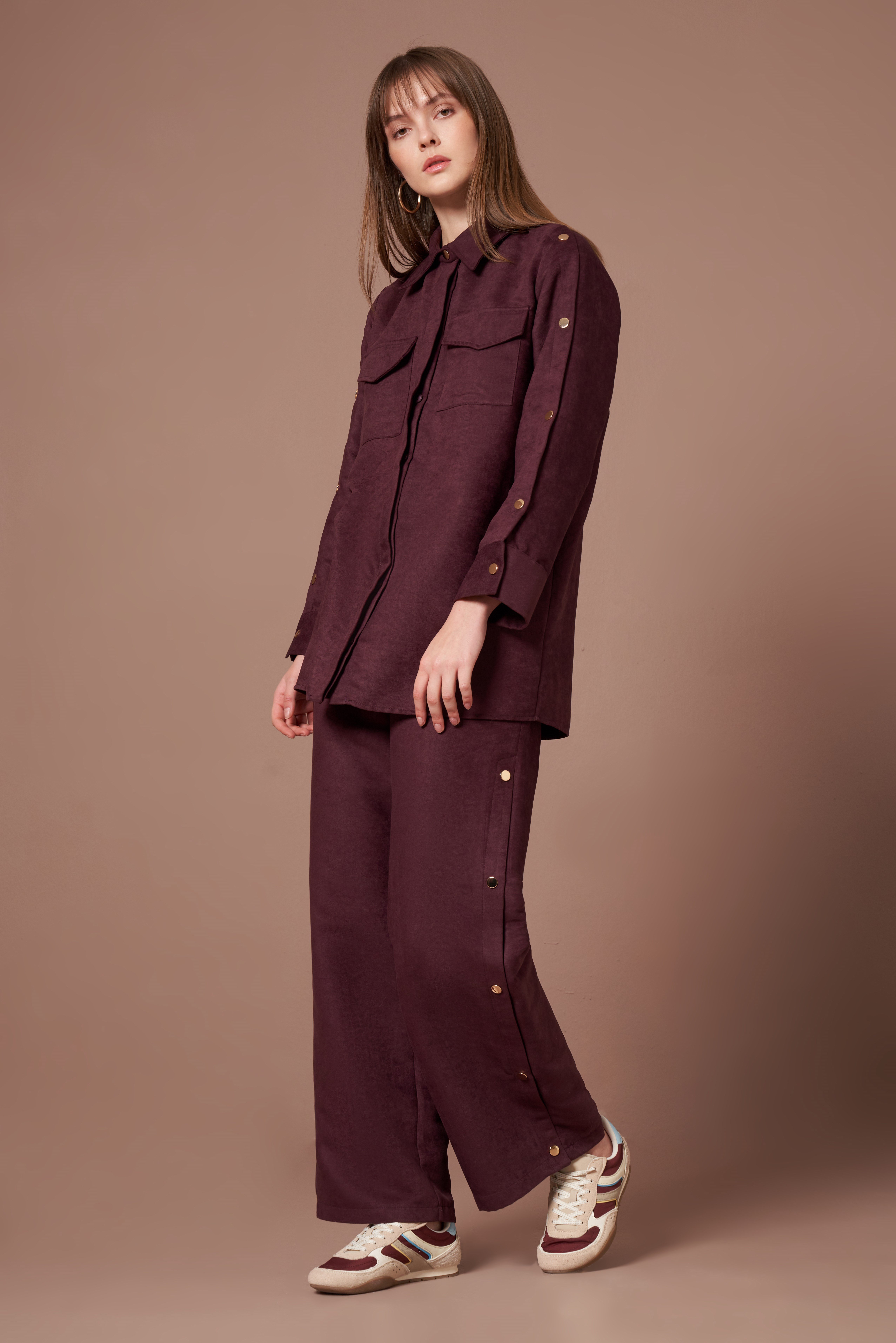 Kadın Süet Takım Mürdüm
