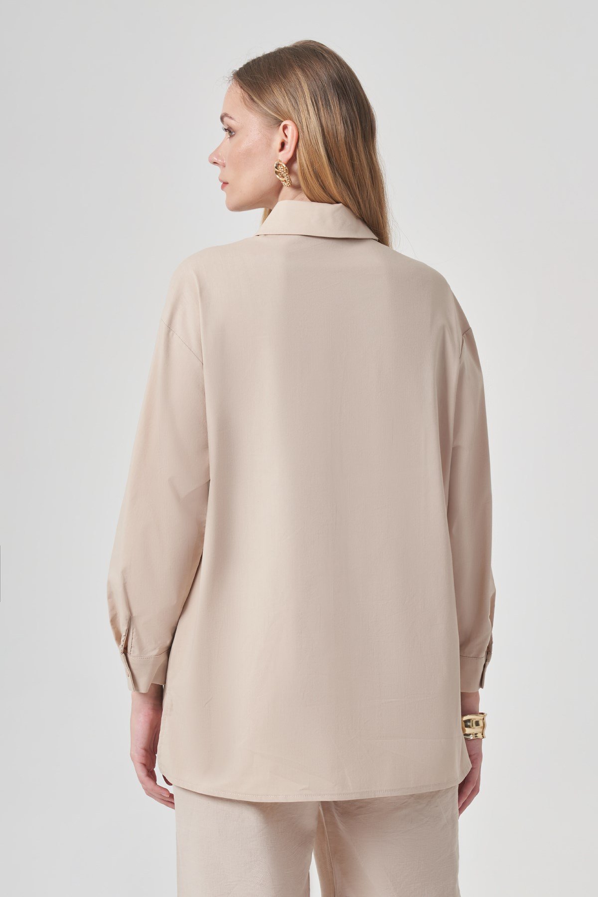 Kadın Taş Detaylı Gömlek Beige
