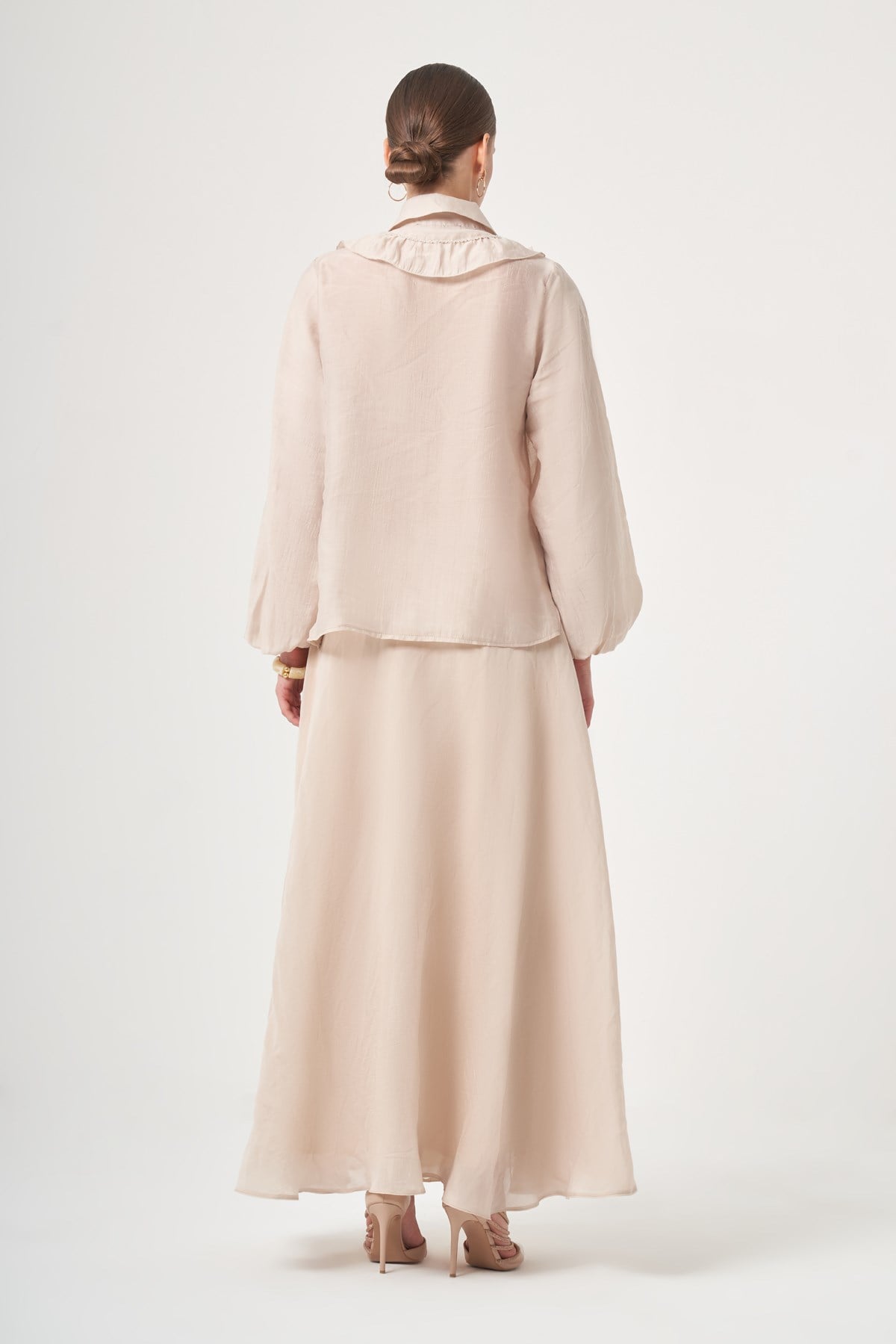 Kadın Yaka Taşlı Helena Takım Beige