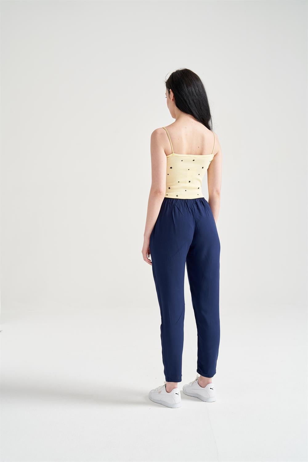 Kadın Yıldız Baskılı Crop Büstiyer Sarı