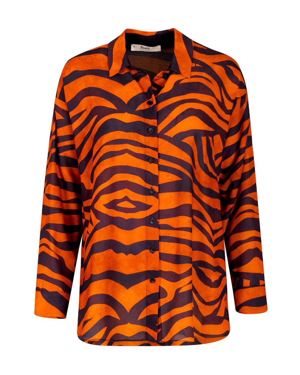 Kadın Zebra Desenli Gömlek ORANGE