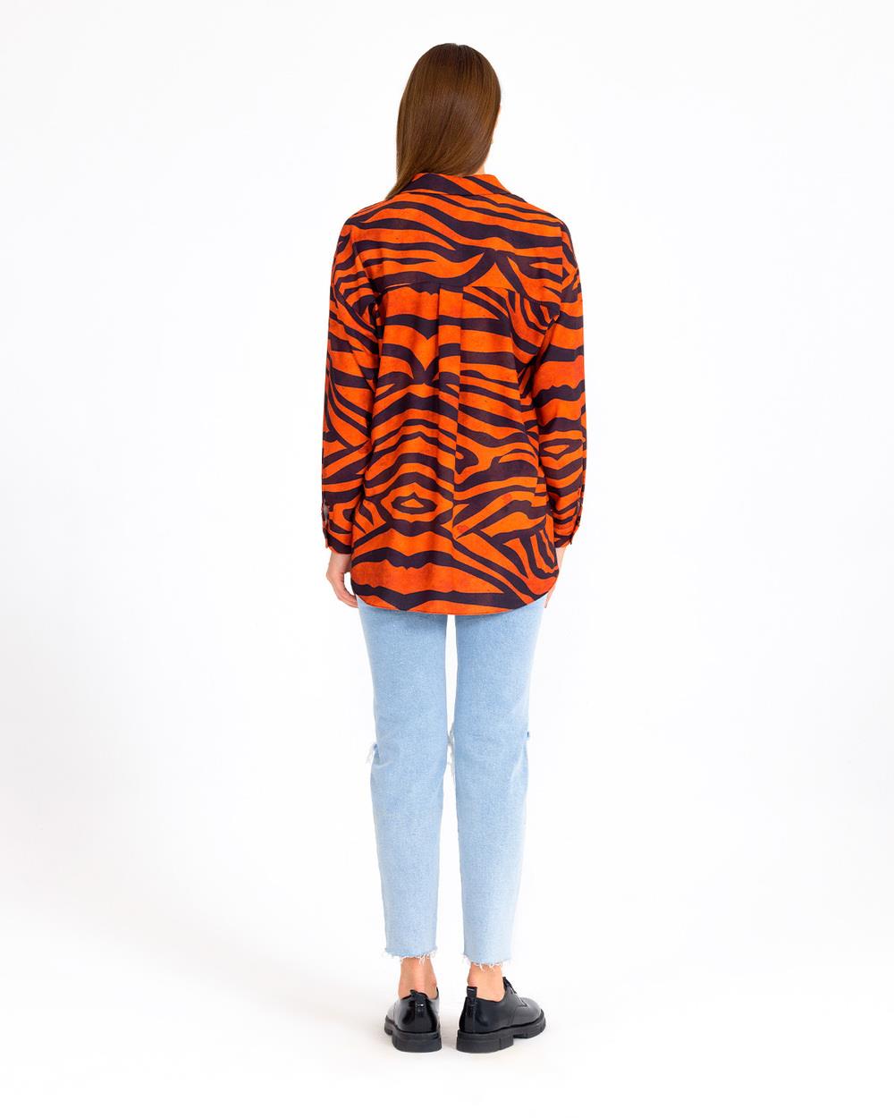 Kadın Zebra Desenli Gömlek ORANGE
