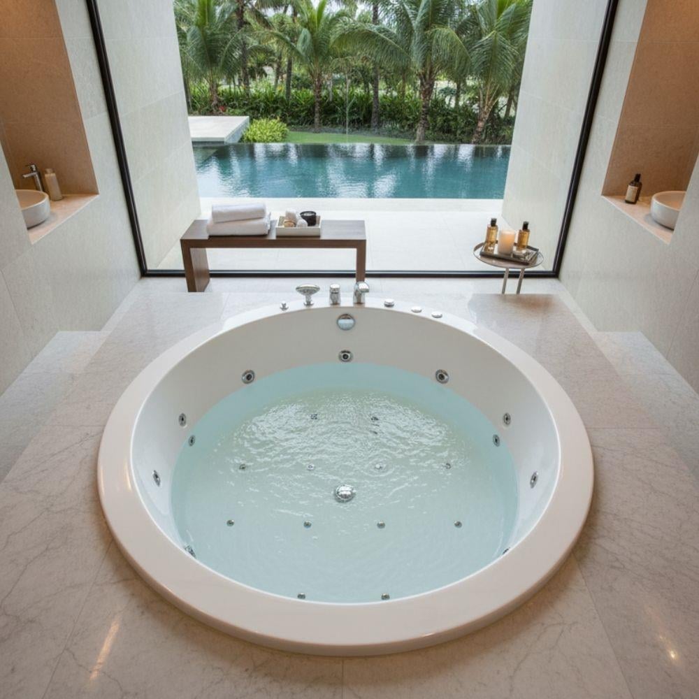 Q 160 CM Çift Kişilik Yuvarlak Gömme Jakuzi - Panelsiz