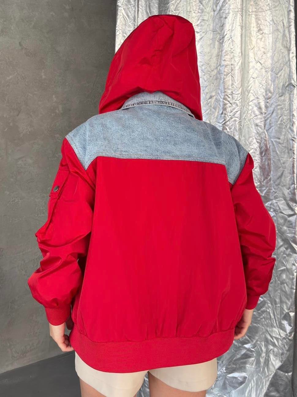  Slesya Denim Detaylı Paraşüt Ceket Kırmızı