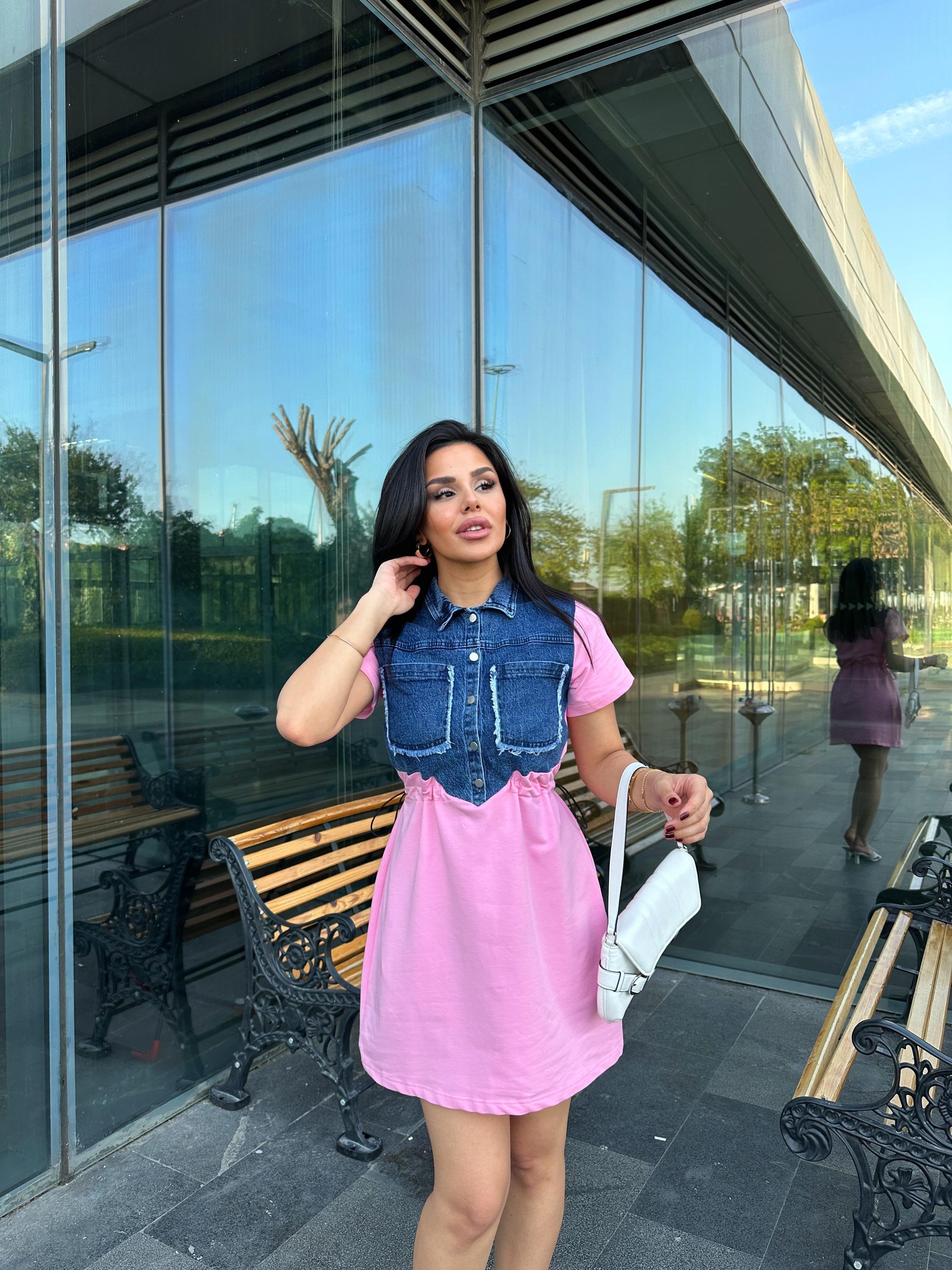 Ada Kot Garnili Elbise Pembe 