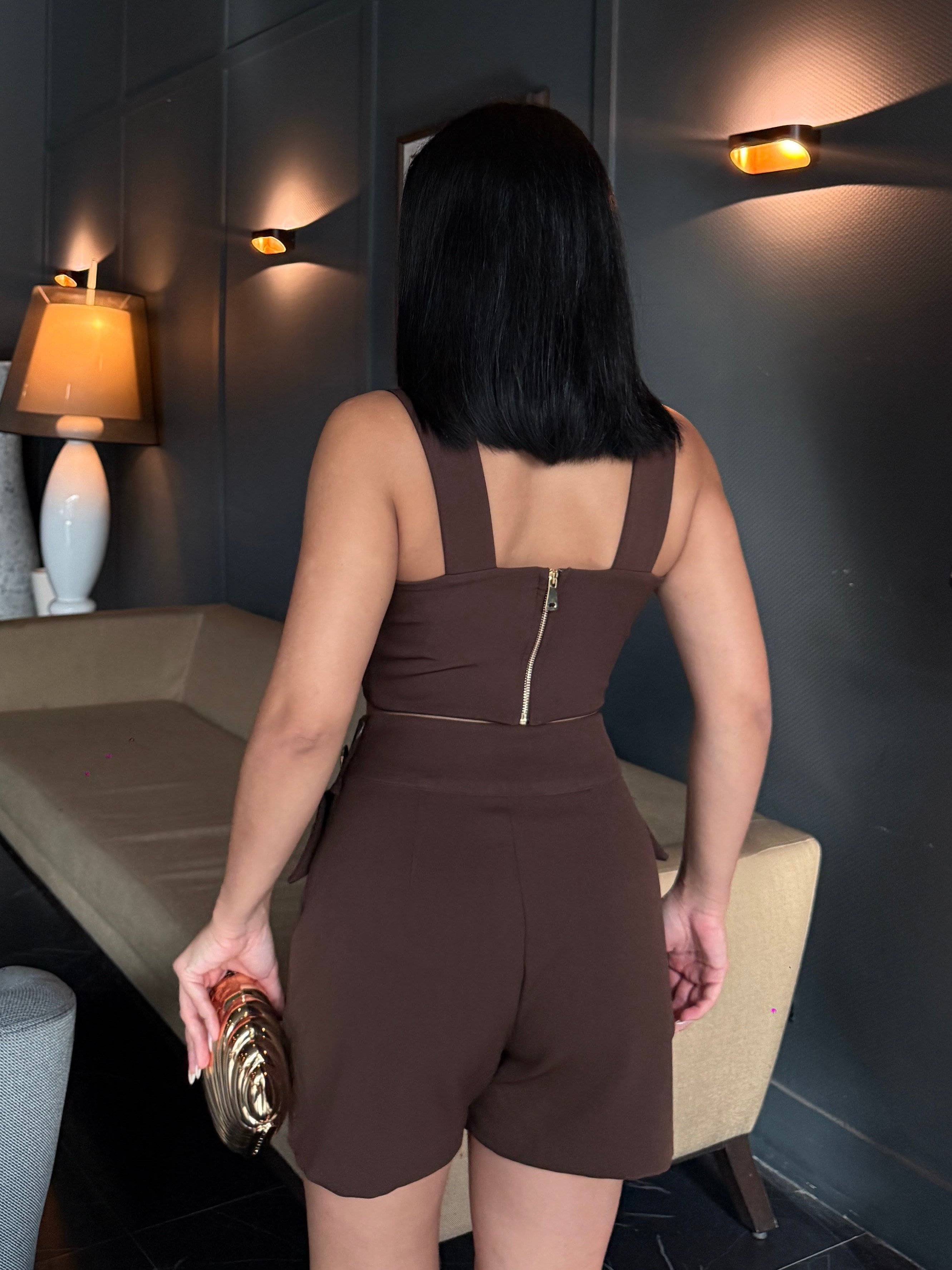 Alina Şortlu Takım Kahve