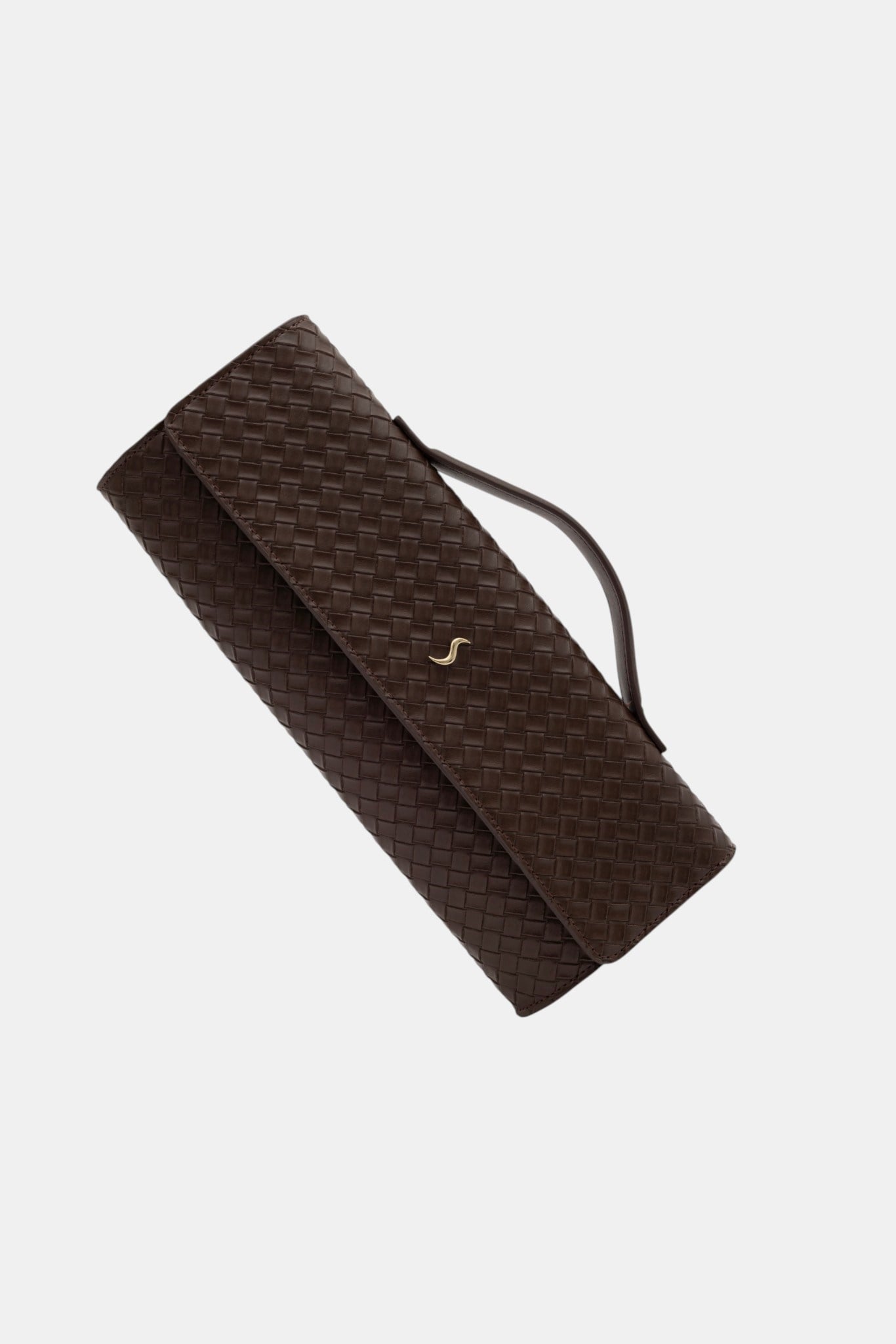 Aurelia Clutch - Kadın Clutch Çanta Örgü Dokulu Zarif El Çantası Kahverengi