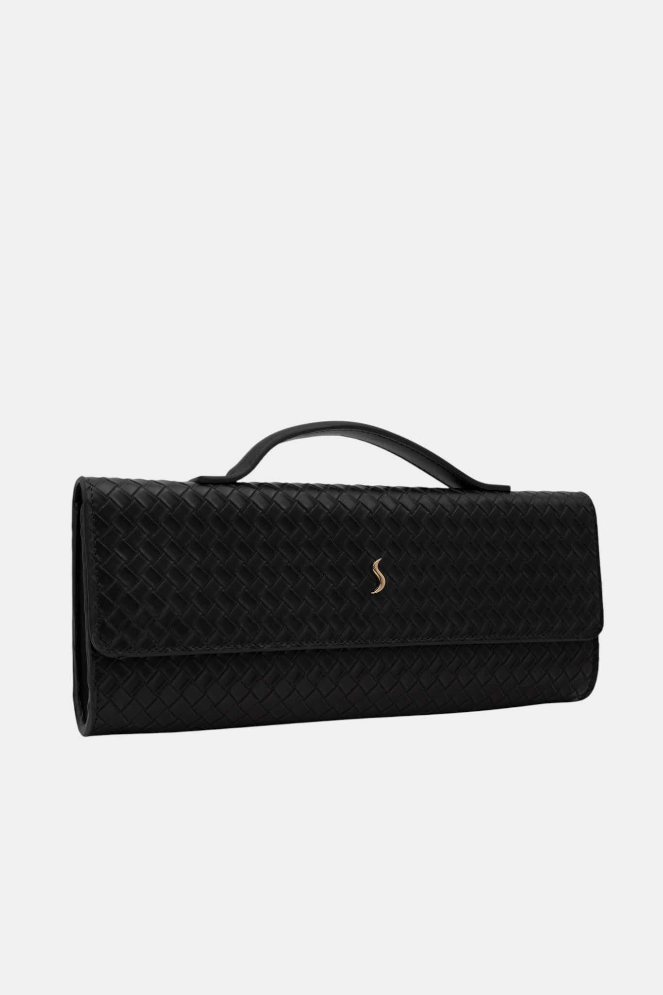 Aurelia Clutch - Kadın Clutch Çanta Örgü Dokulu Zarif El Çantası Siyah