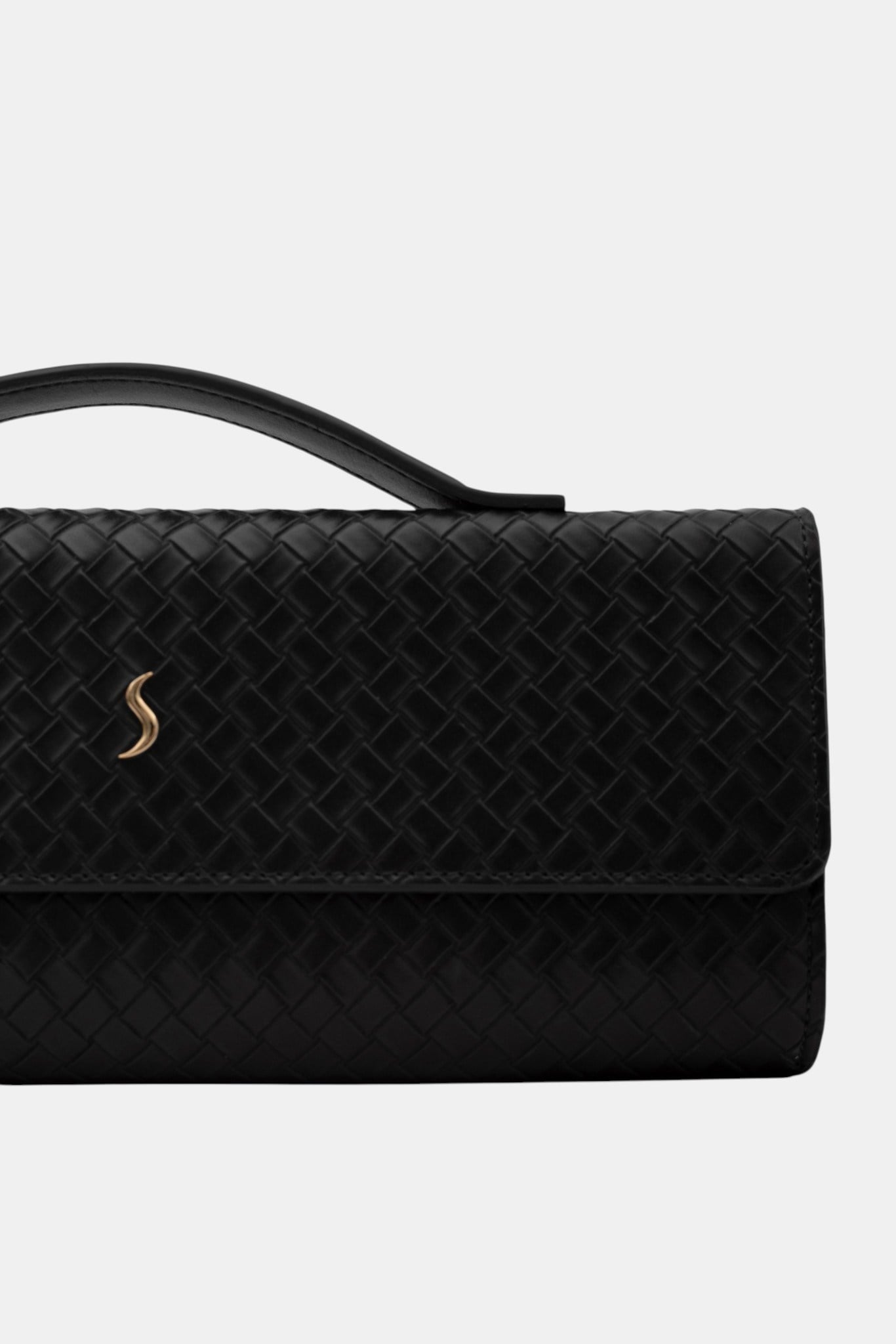Aurelia Clutch - Kadın Clutch Çanta Örgü Dokulu Zarif El Çantası Siyah