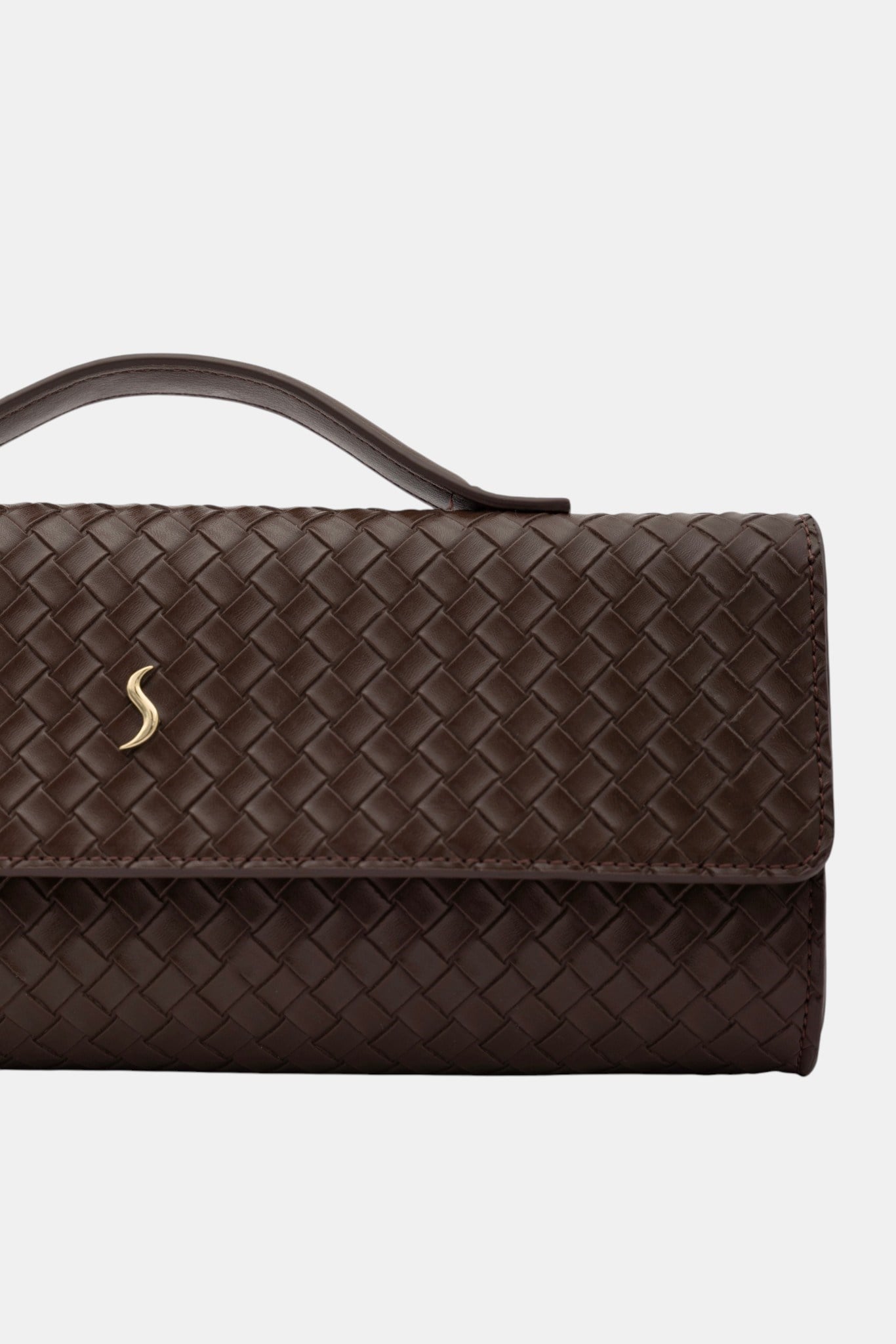 Aurelia Clutch - Kadın Clutch Çanta Örgü Dokulu Zarif El Çantası Kahverengi