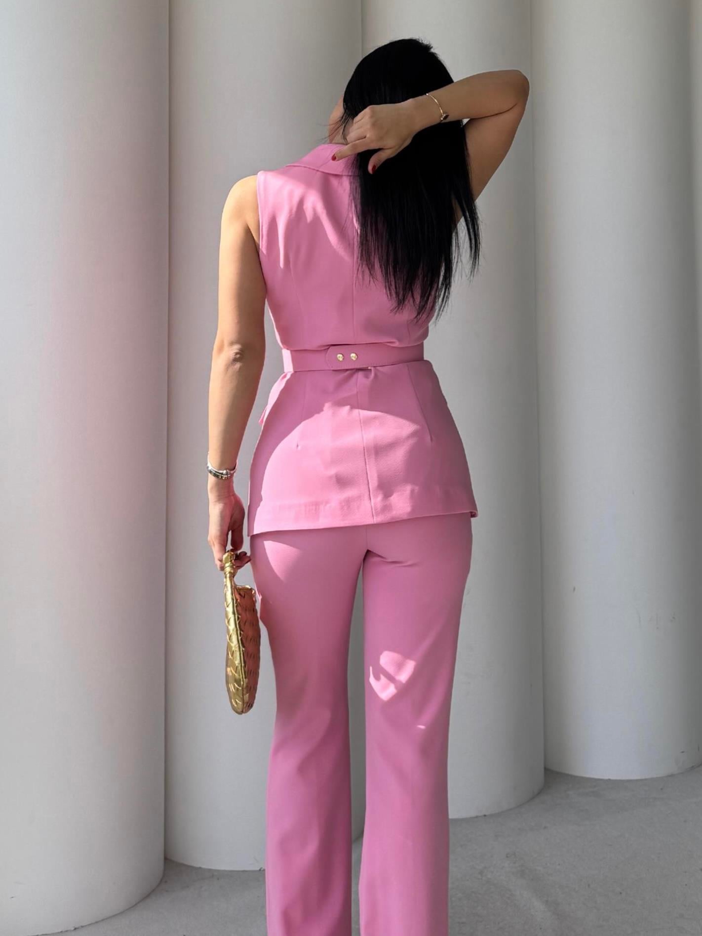 Balmein Gold Kemer Detaylı Takım Pembe