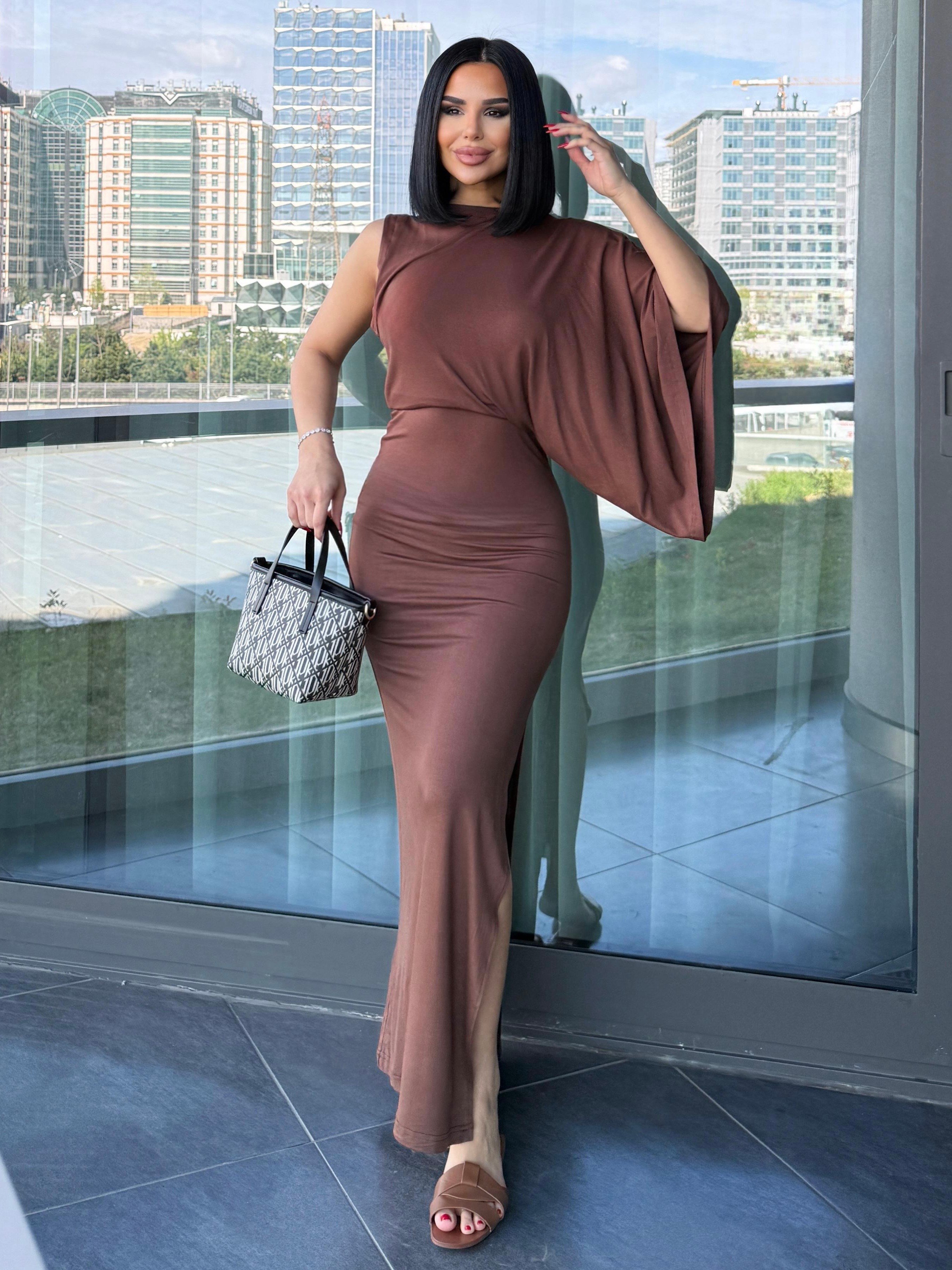 Benisa Tasarım Elbise Kahve