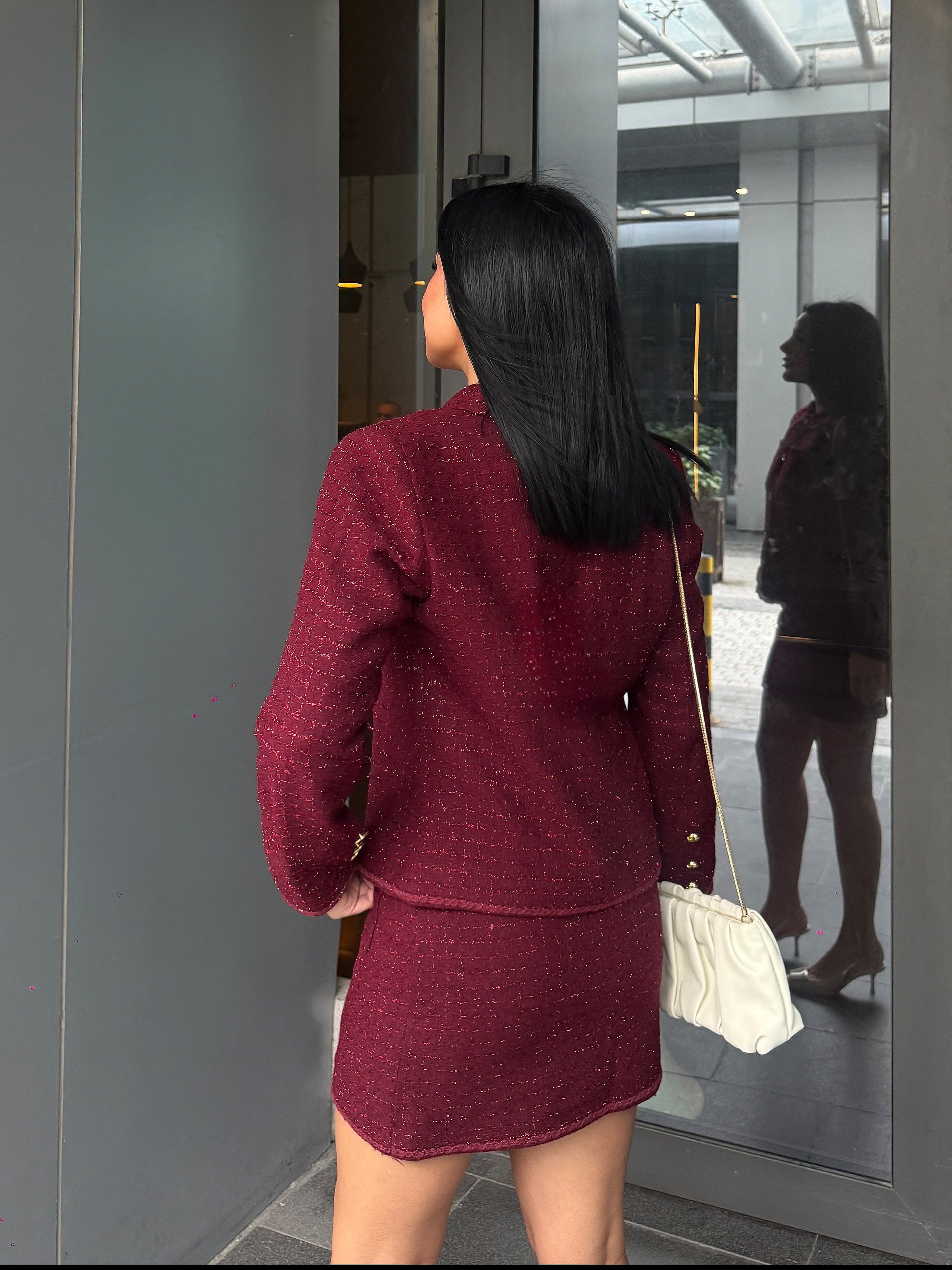 Blush Tasarım Etekli Takım Bordo