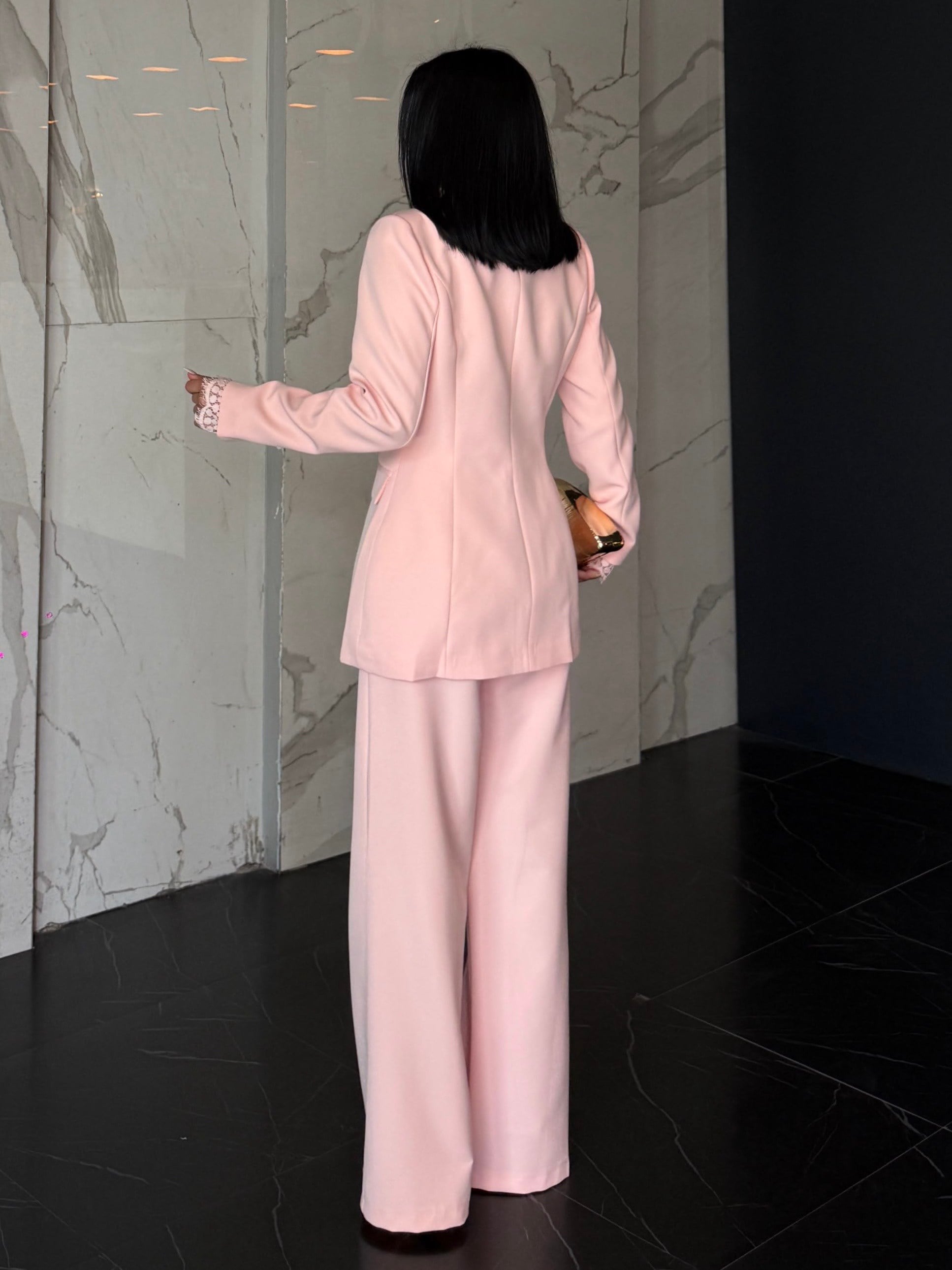 Chars Dantel Detaylı Takım Pembe