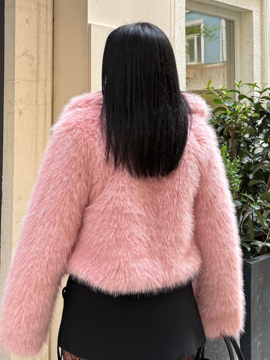 Crop Mini Kürk Pudra