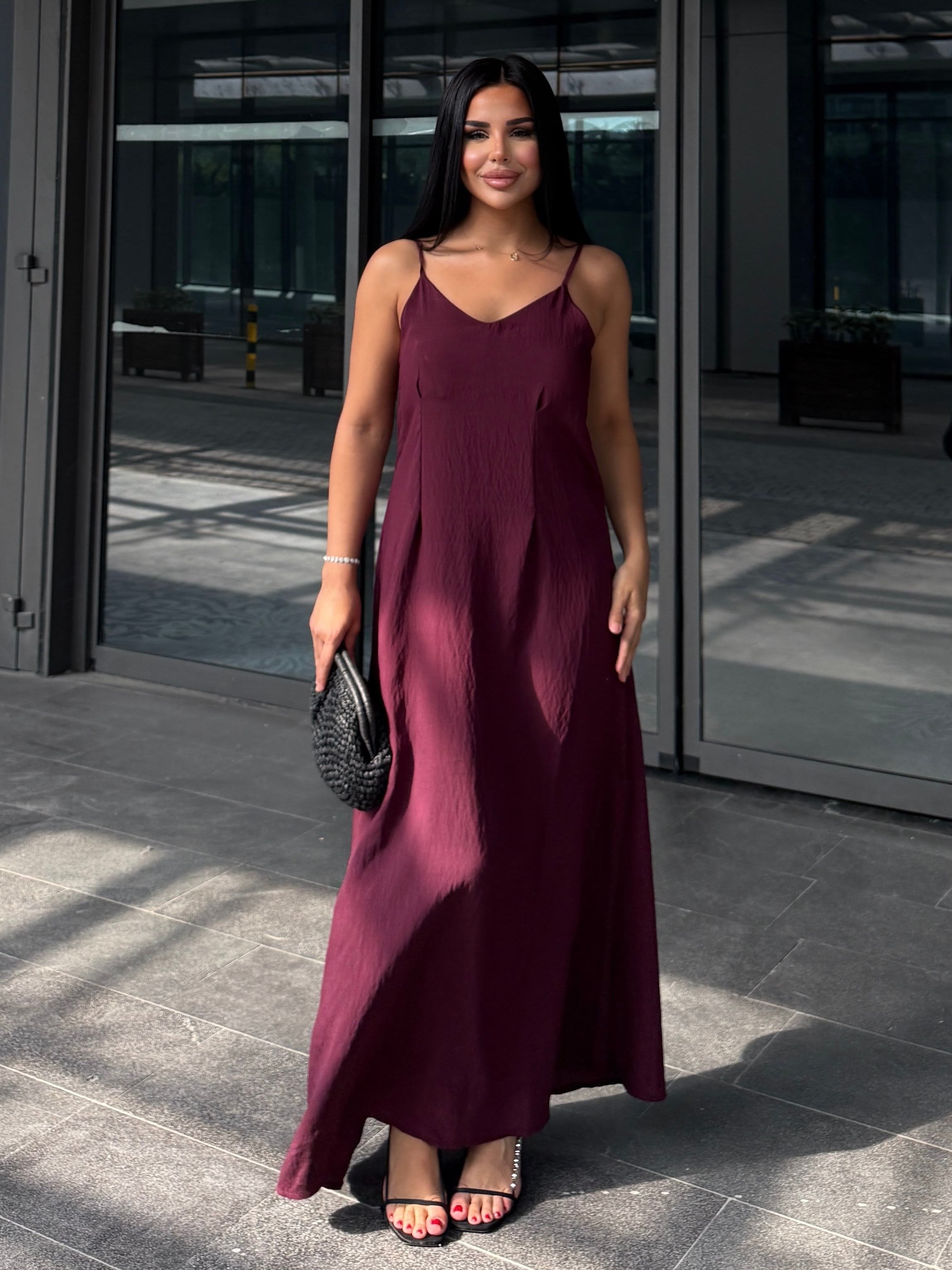 Crush Gömlek Detaylı Elbise Bordo