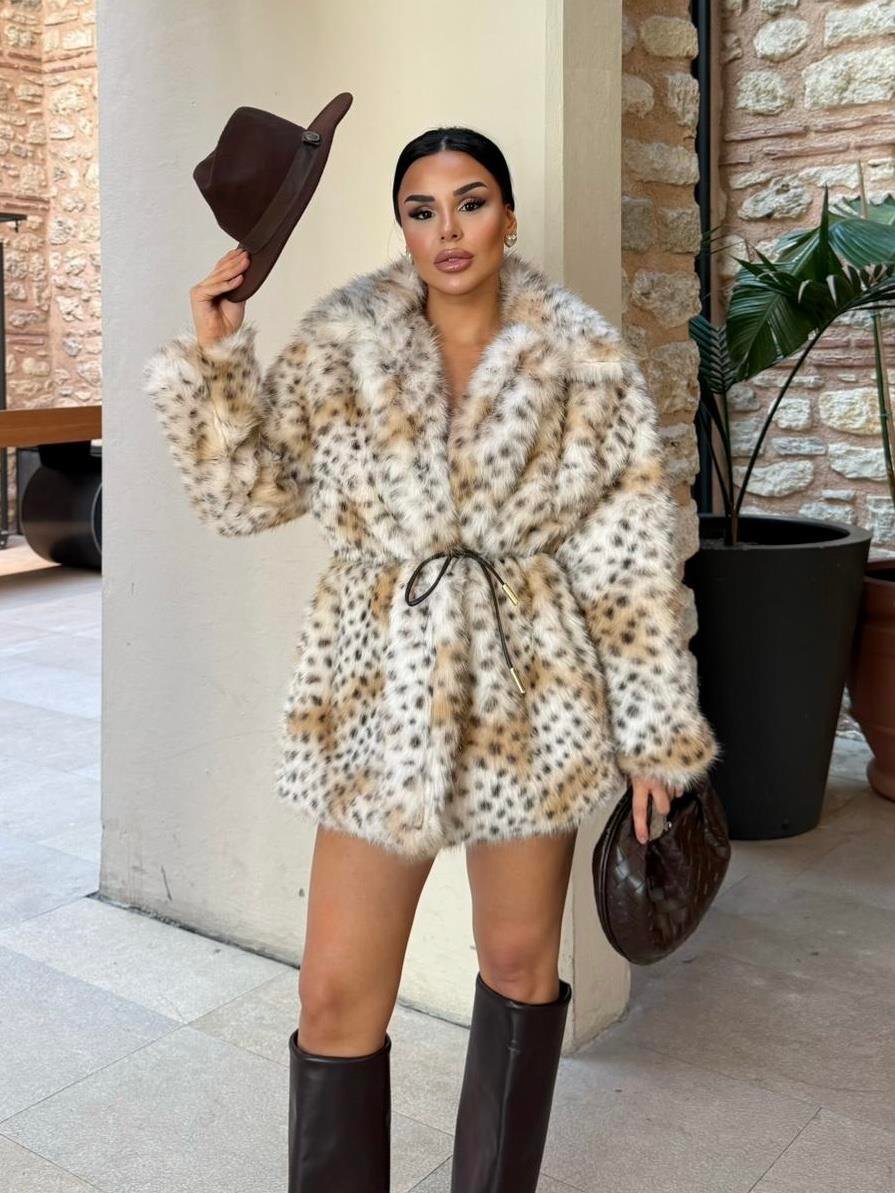 Destina Benekli Kürk Camel