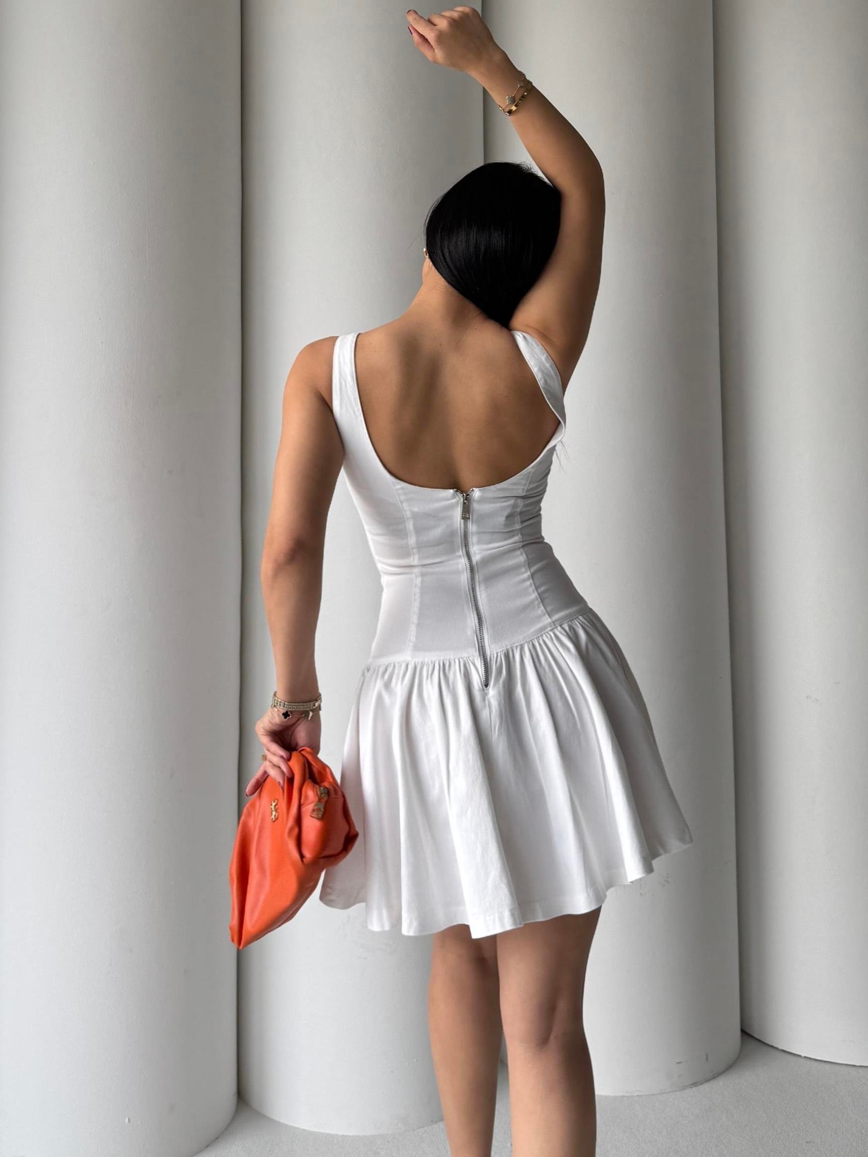 Diana Denim Elbise Beyaz