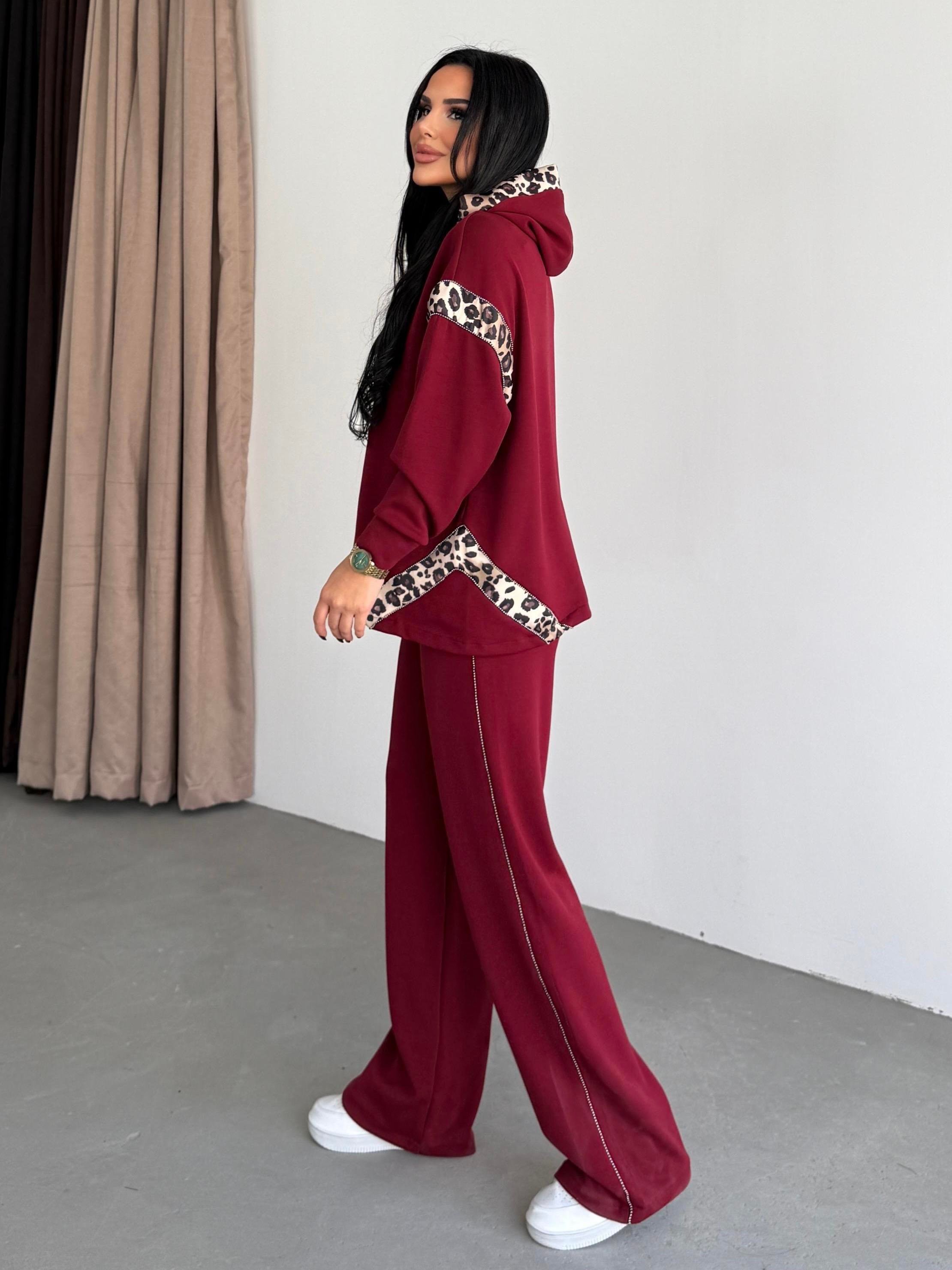 Diesa Leopar Desen Detaylı Modal Takım Bordo