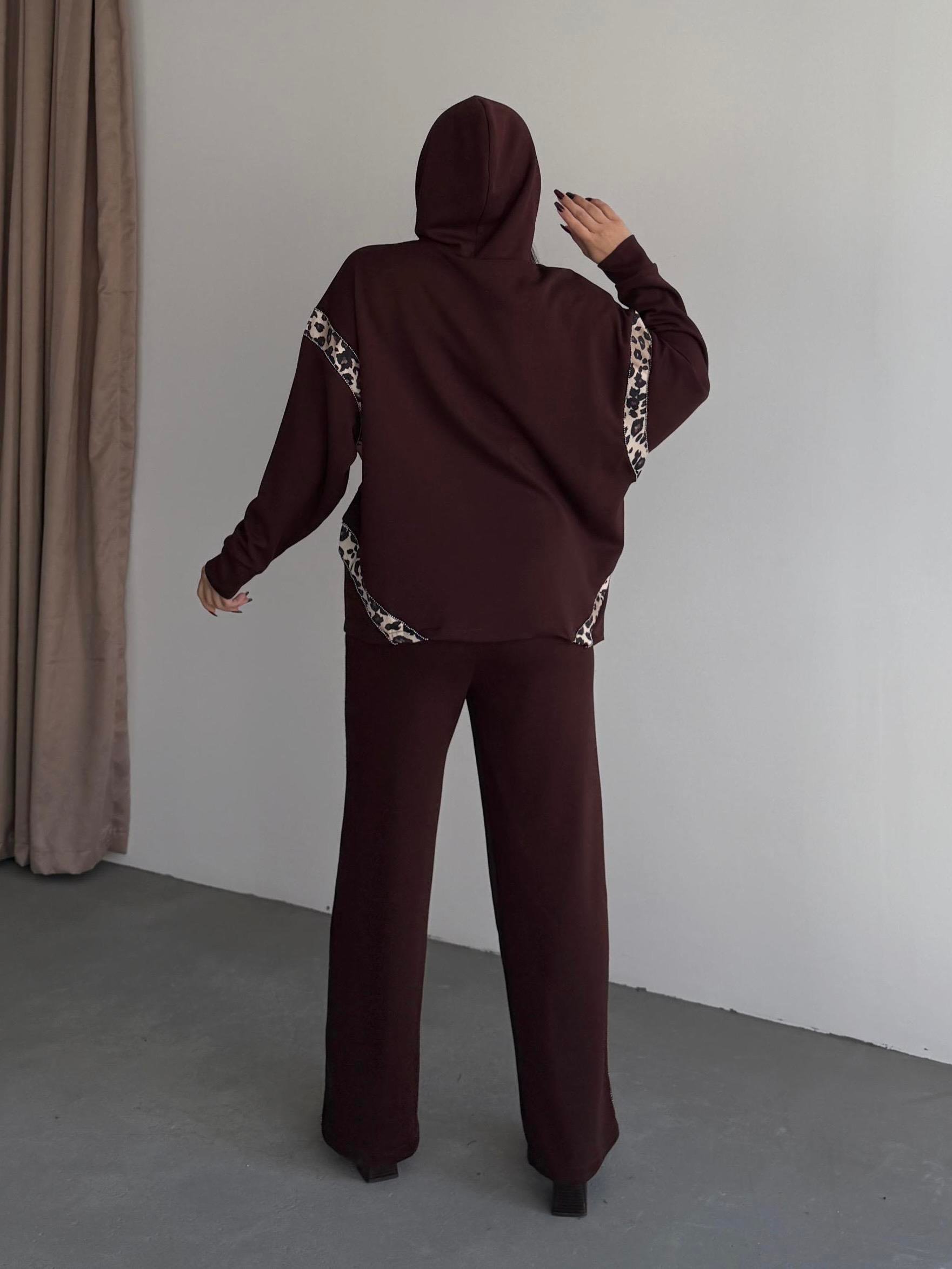 Diesa Leopar Desen Detaylı Modal Takım Kahve