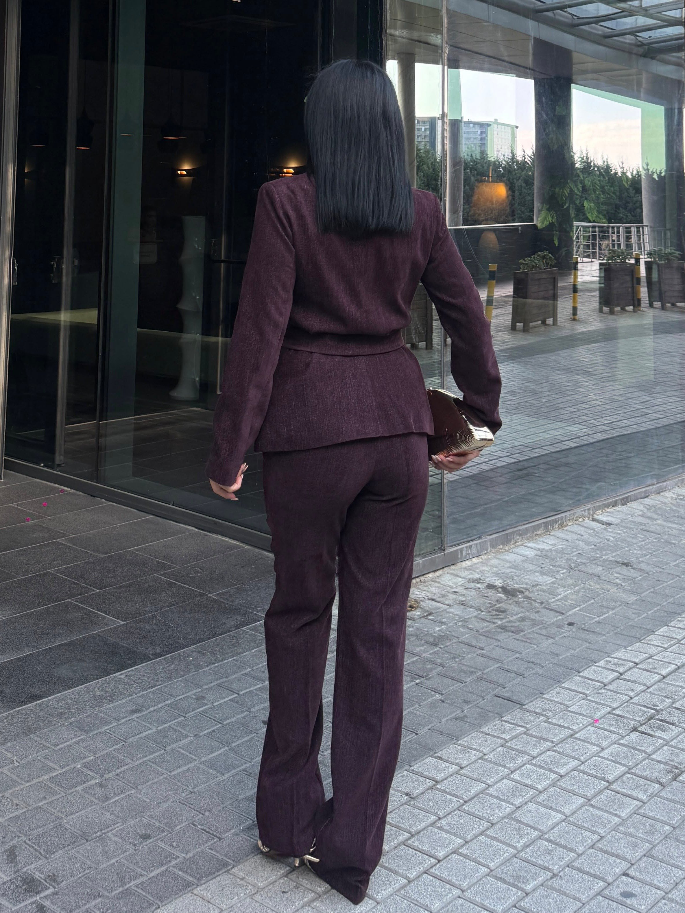 Divies Gold Düğme Detaylı Takım Mürdüm