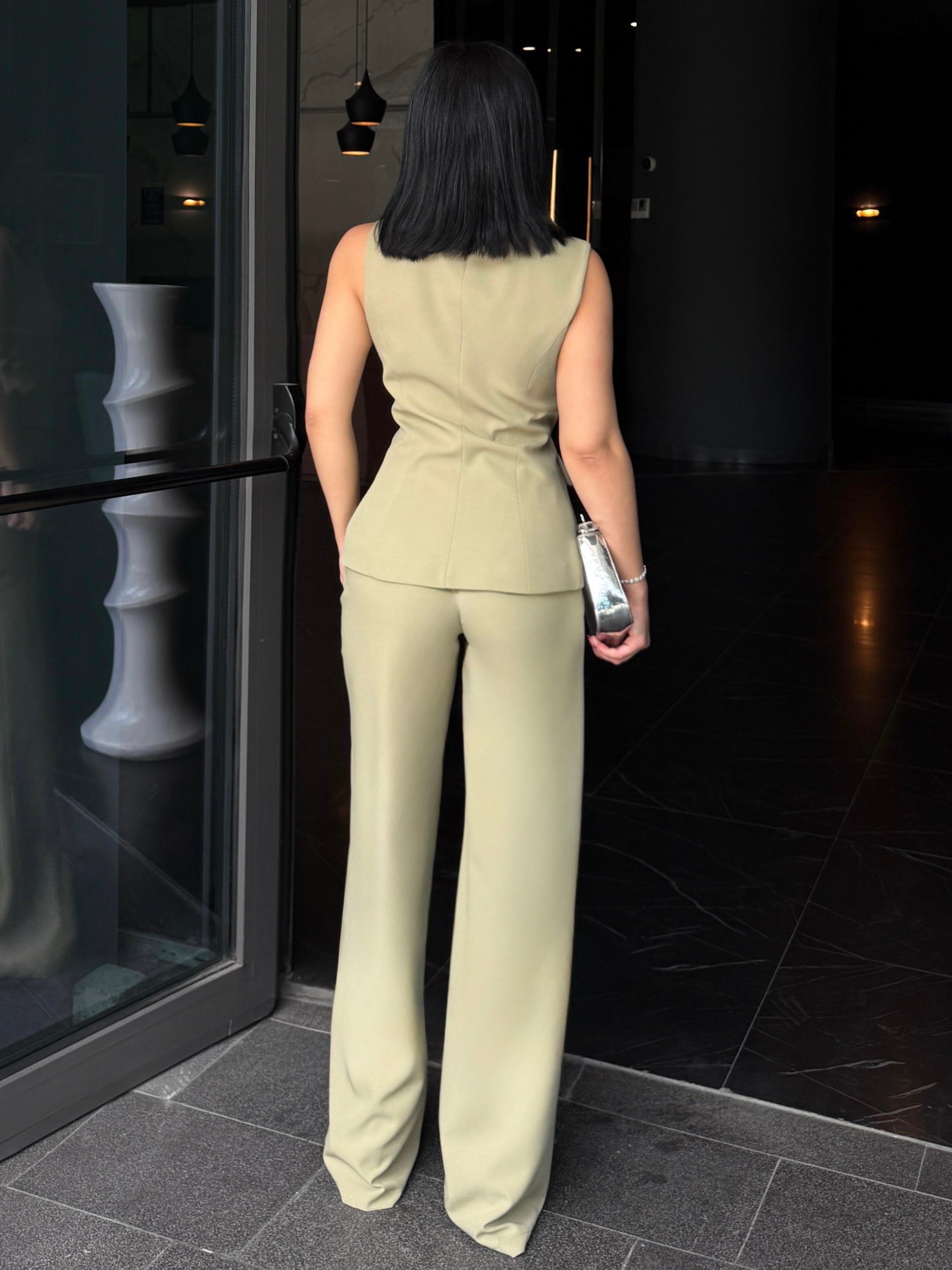 Elanor Yeleklı Taşlı Takım Haki