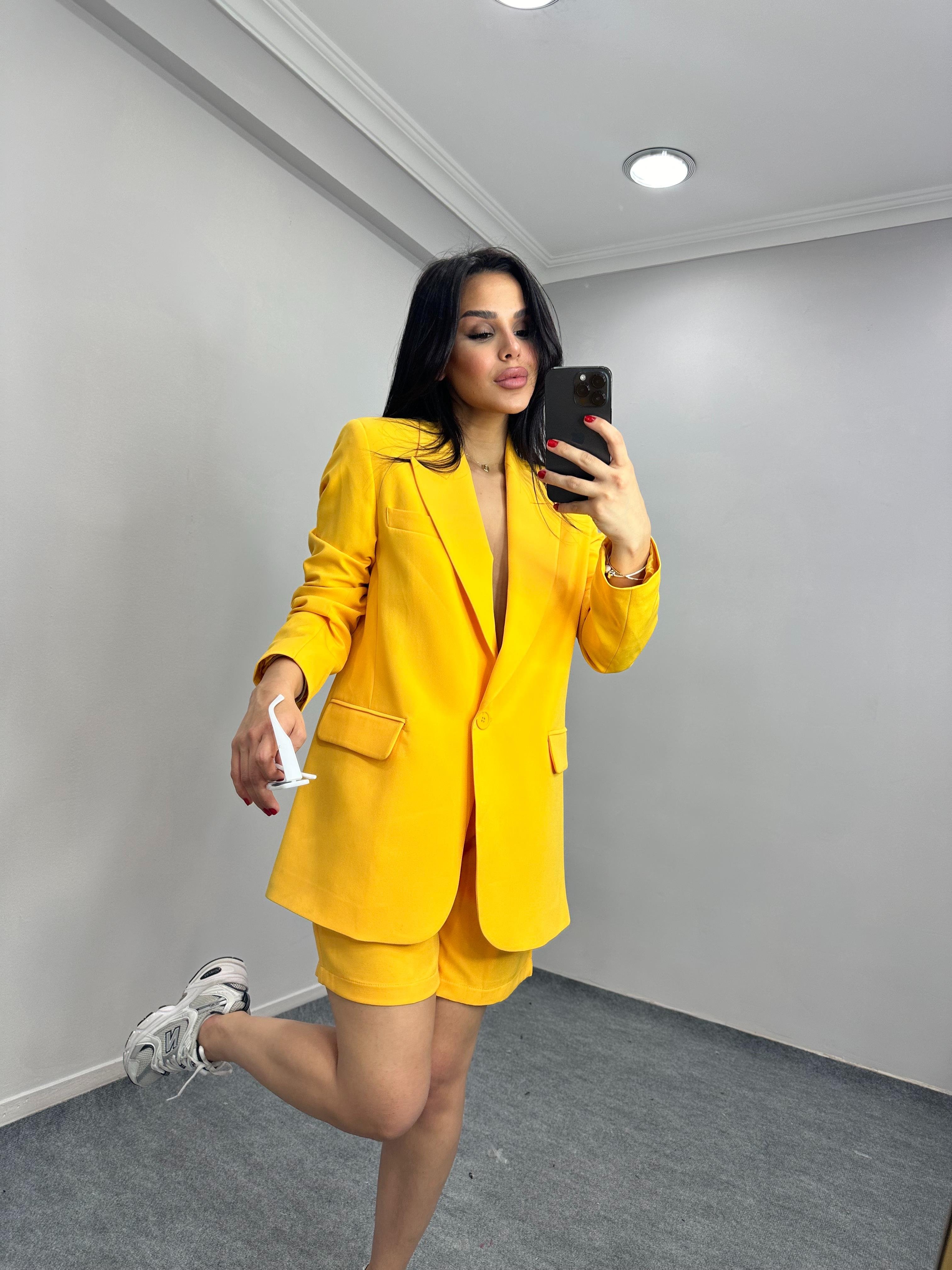 Fresa İkili Şortlu Takım Sarı