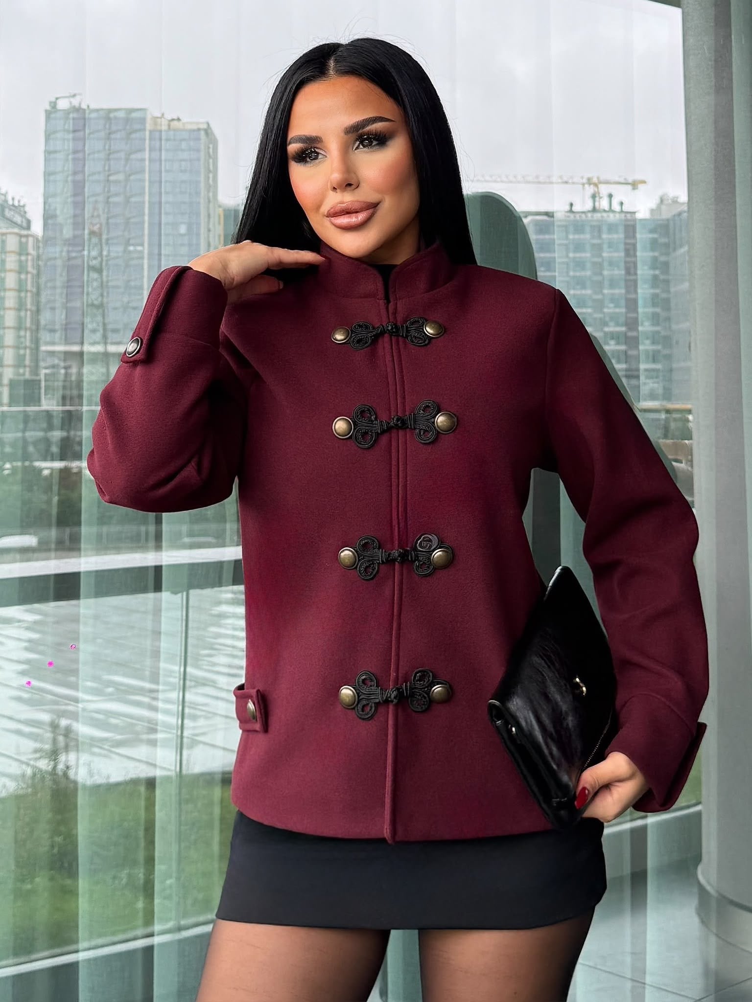 Hares Kaşe Ceket Bordo