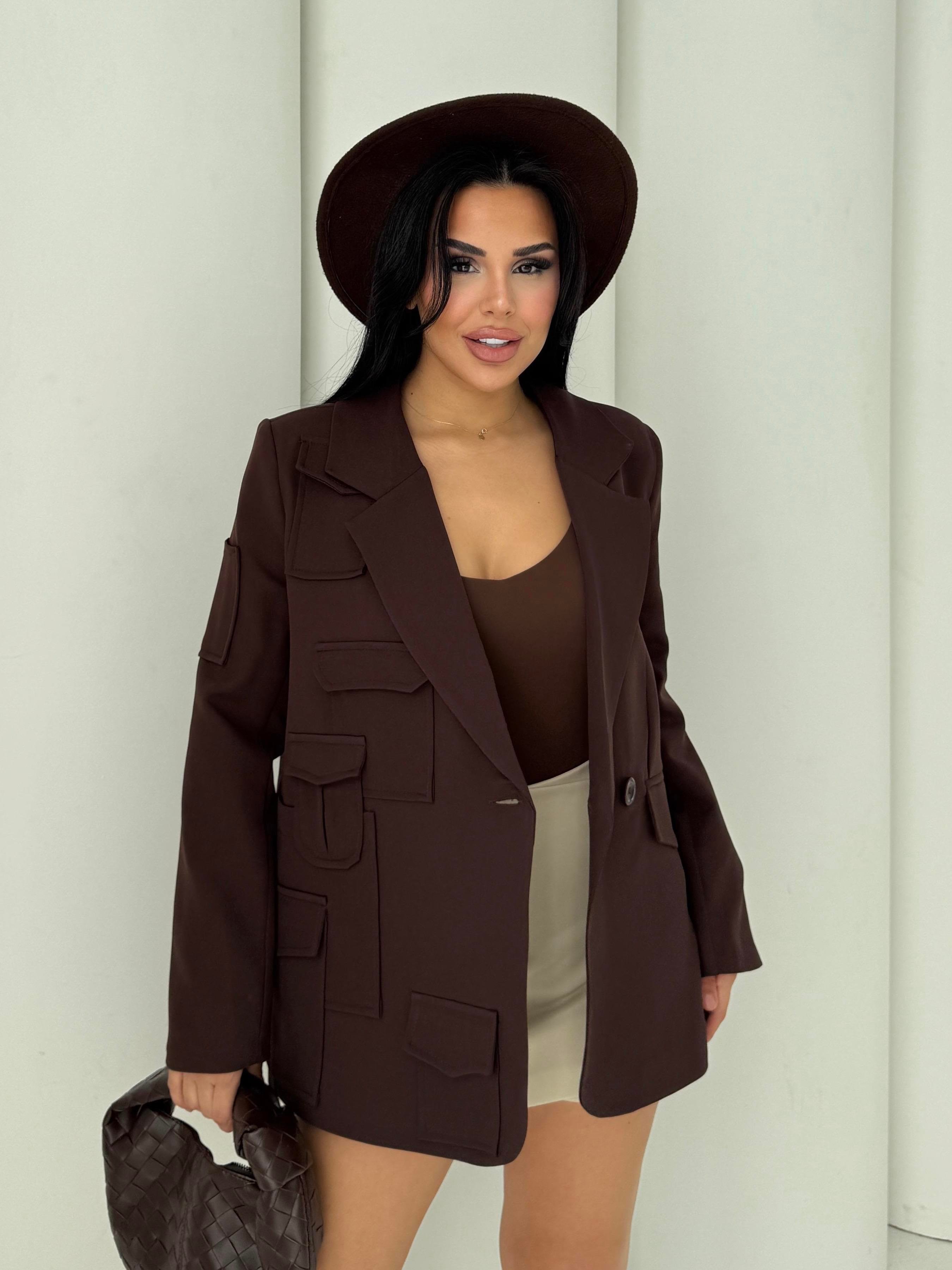 İndia Tasarım Blazer Ceket Kahve