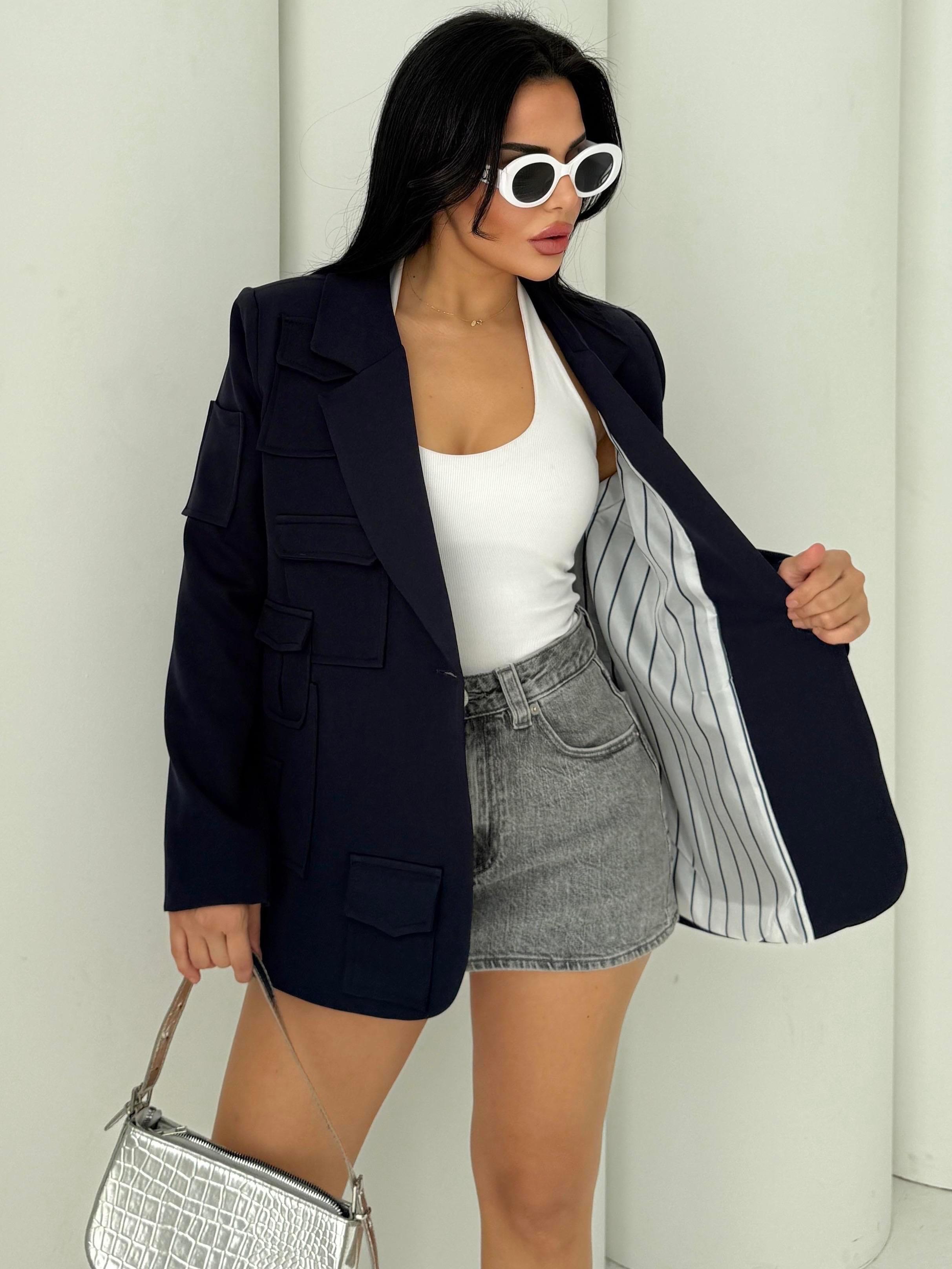 İndia Tasarım Blazer Ceket Lacivert