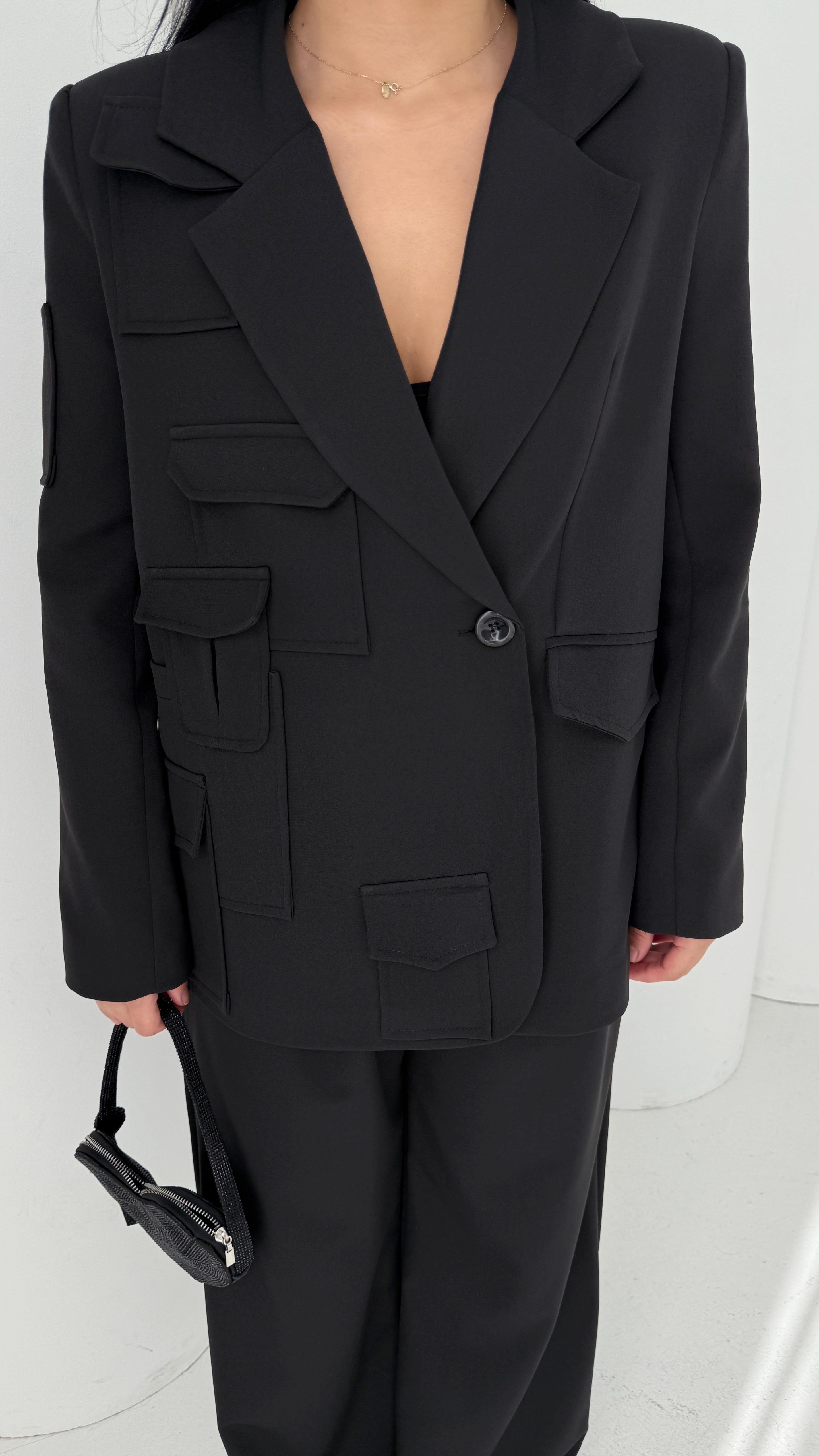 İndia Tasarım Blazer Ceket Siyah