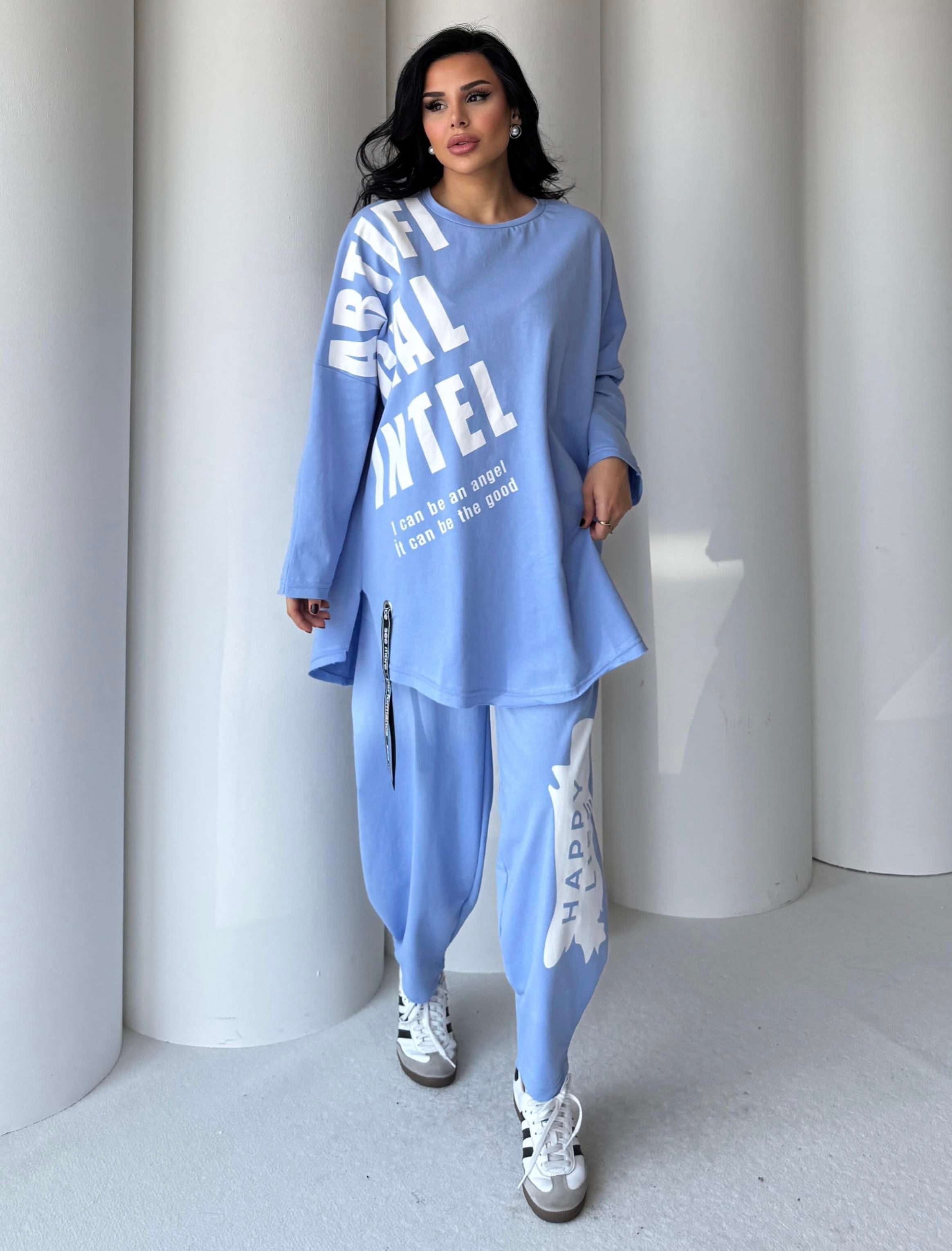 İntel Yazı Detaylı Oversize Spor Takım Bebe Mavi 